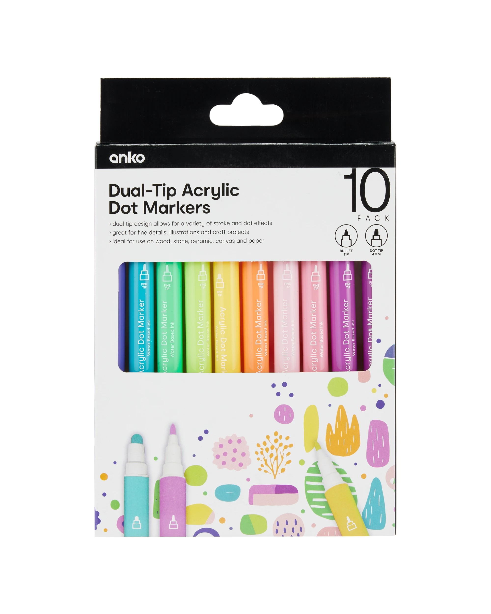 1 10 Pack Dual-Tip Acrylic Dot Markers - Pastel, 1 of 8