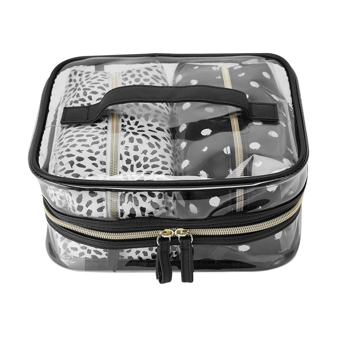 1 3 Piece Cosmetic Bag Set - Clear & Print, 1 of 8