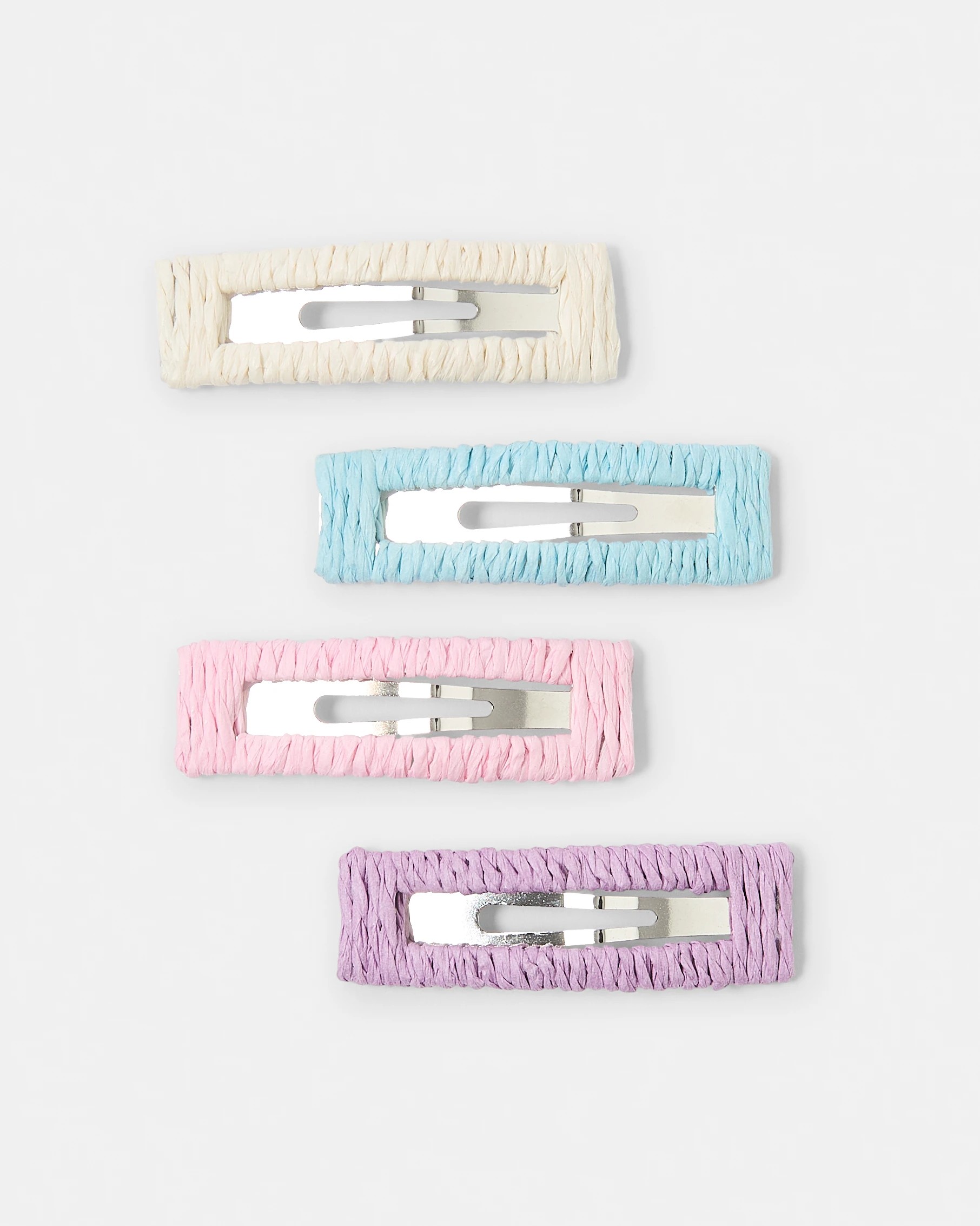 1 4 Pack Raffia Snap Hair Clips, 1 of 3