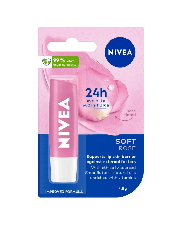 Nivea Soft Rose Lip Balm 4.8g - Shea Butter and Natural Oils