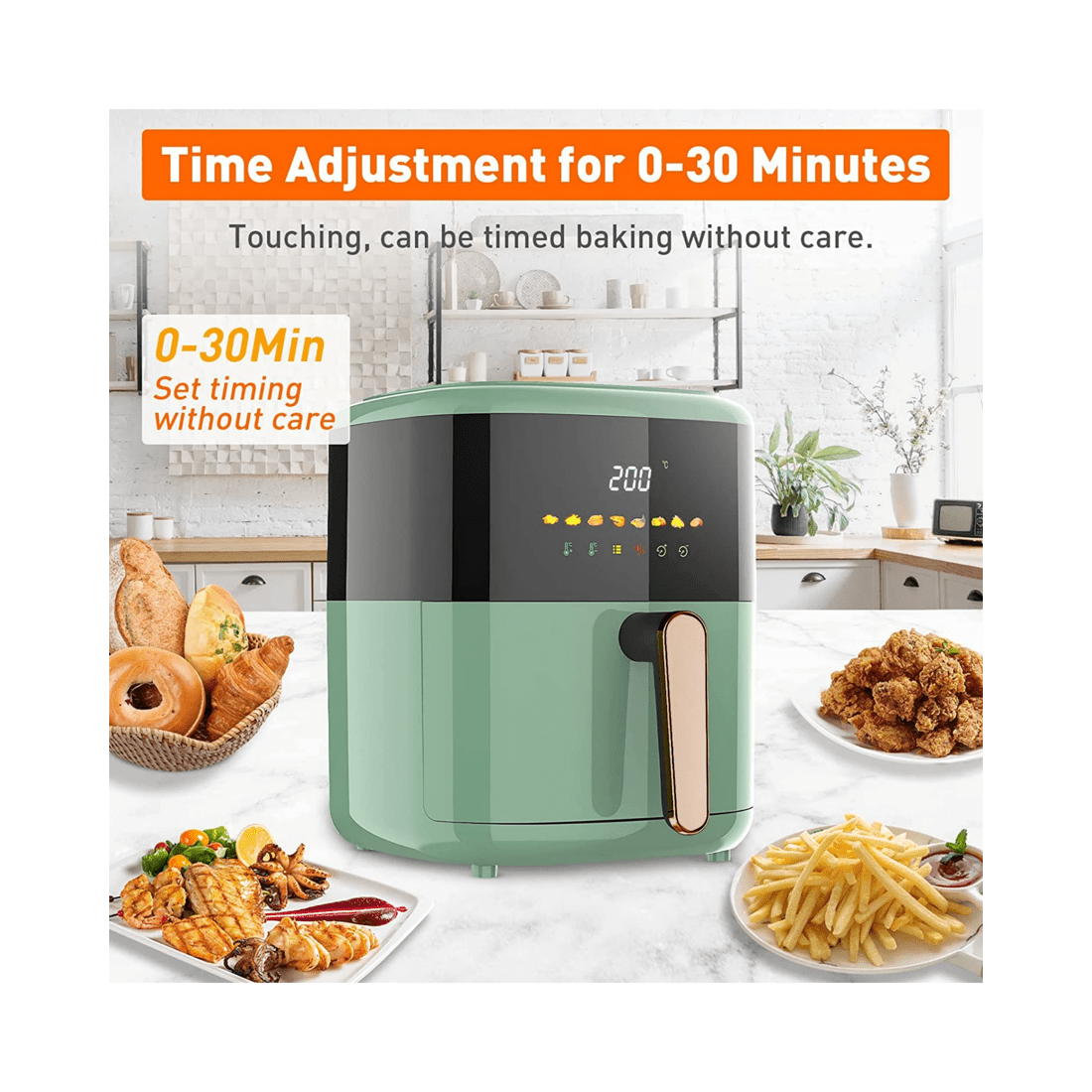 7 Advwin 6l Air Fryer Oil-less Healthy Electric Cooker Kitchen Oven 8 Preset Set Led Touch Digital Screen, 7 of 8