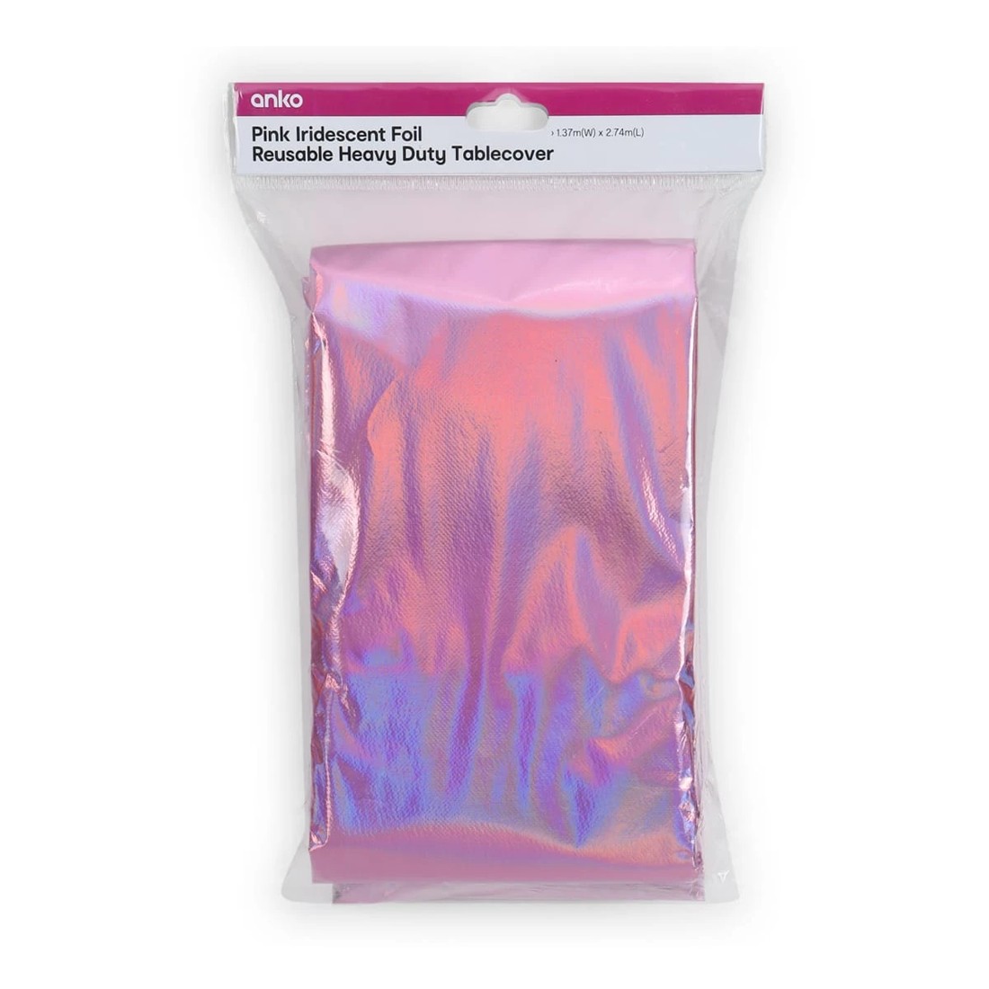 3 Pink Iridescent Foil Reusable Heavy Duty Tablecover, 3 of 3