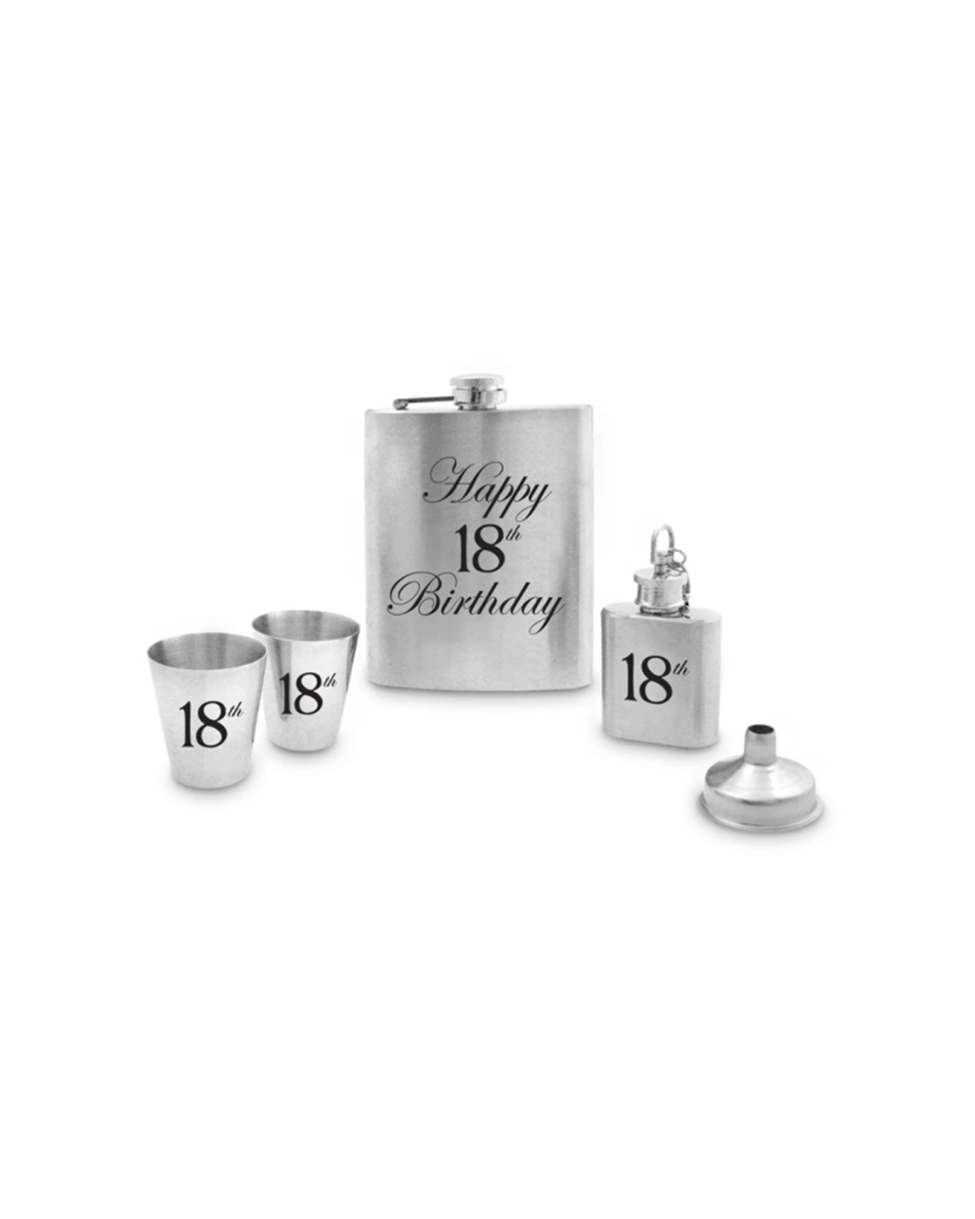 2 LMD 5pc Hip Drinking Stainless Steel Flask Spirits Set 18th 210ml - Silver, 2 of 2