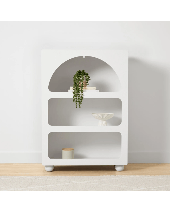 Textured Arched Bookcase - White