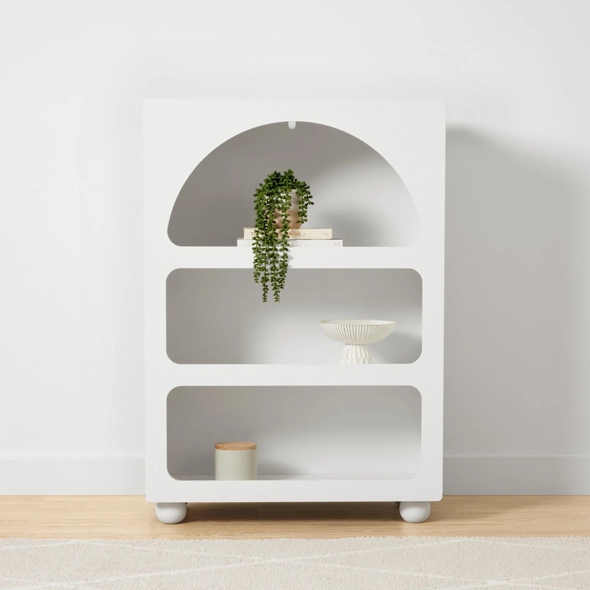 1 Textured Arched Bookcase - White, 1 of 9
