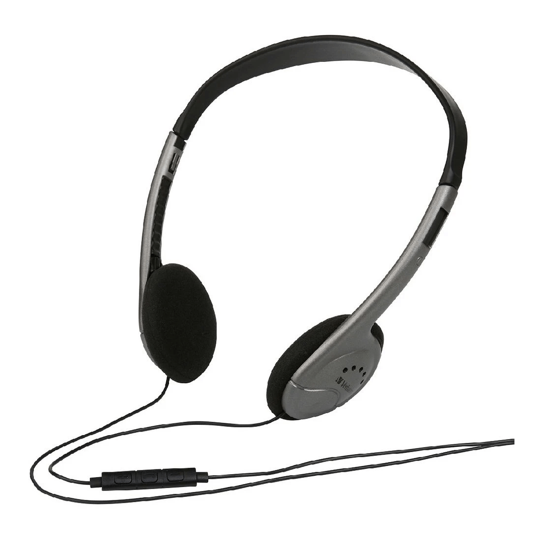 1 Verbatim Multimedia Headset with Inline Mic Grey and Black, 1 of 3