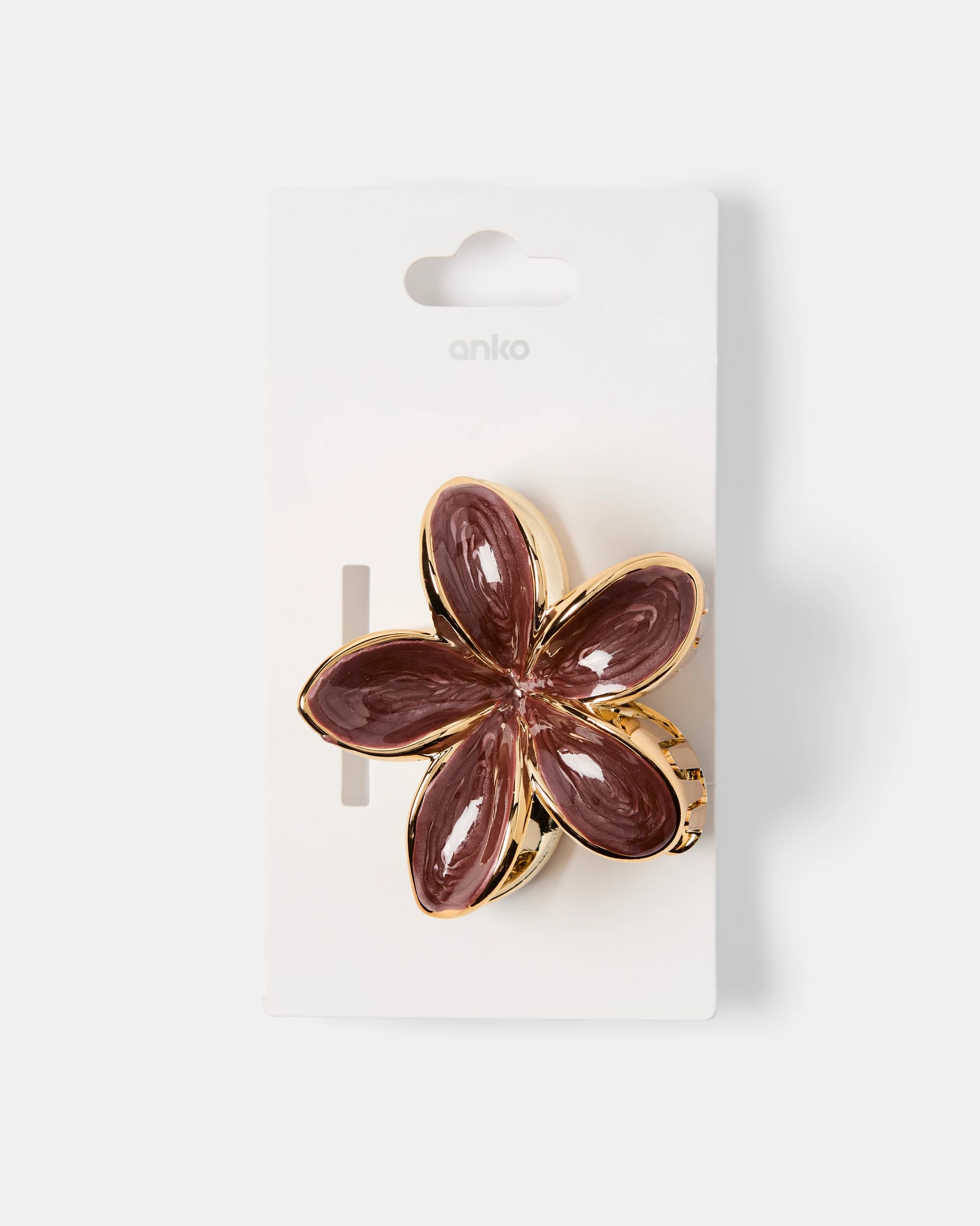 3 Purple and Gold Tone Enamel Frangipani Claw Hair Clip, 3 of 3