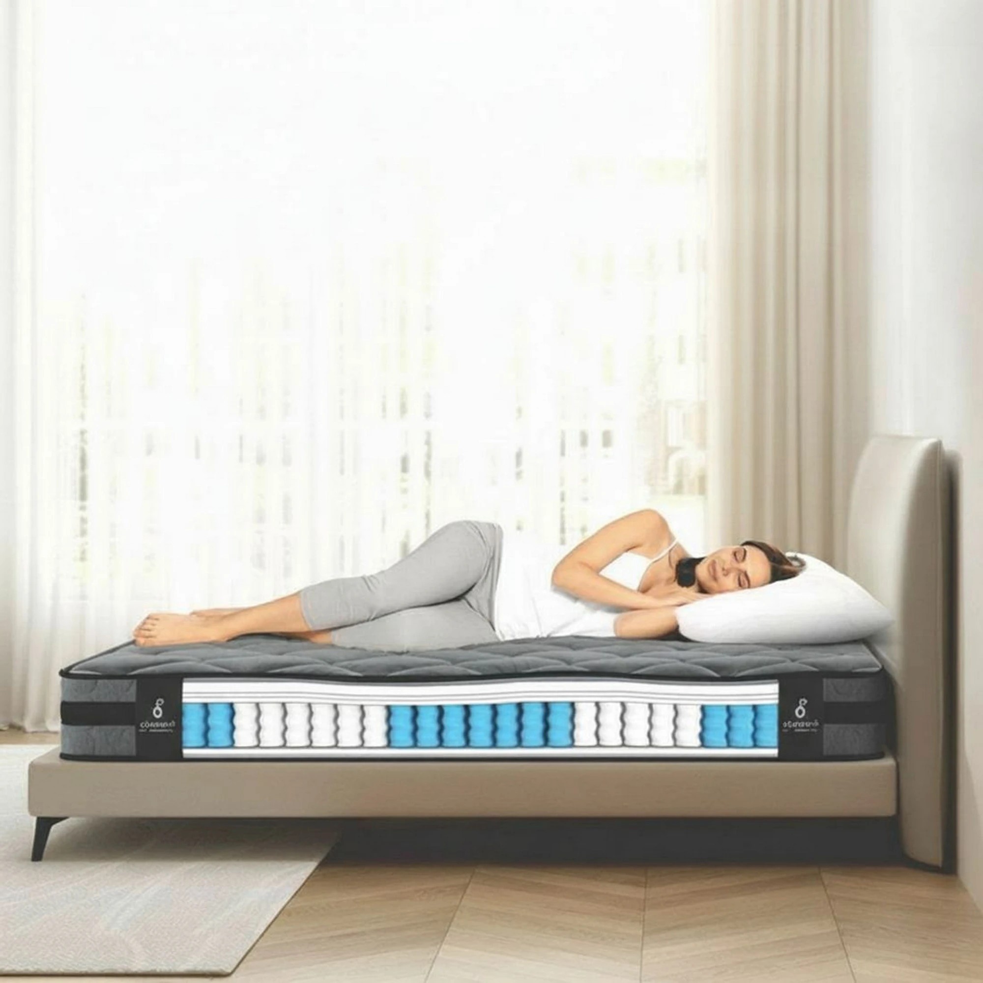 3 Giselle Bedding 22cm Mattress Medium Firm - Single Bed - Grey, 3 of 7