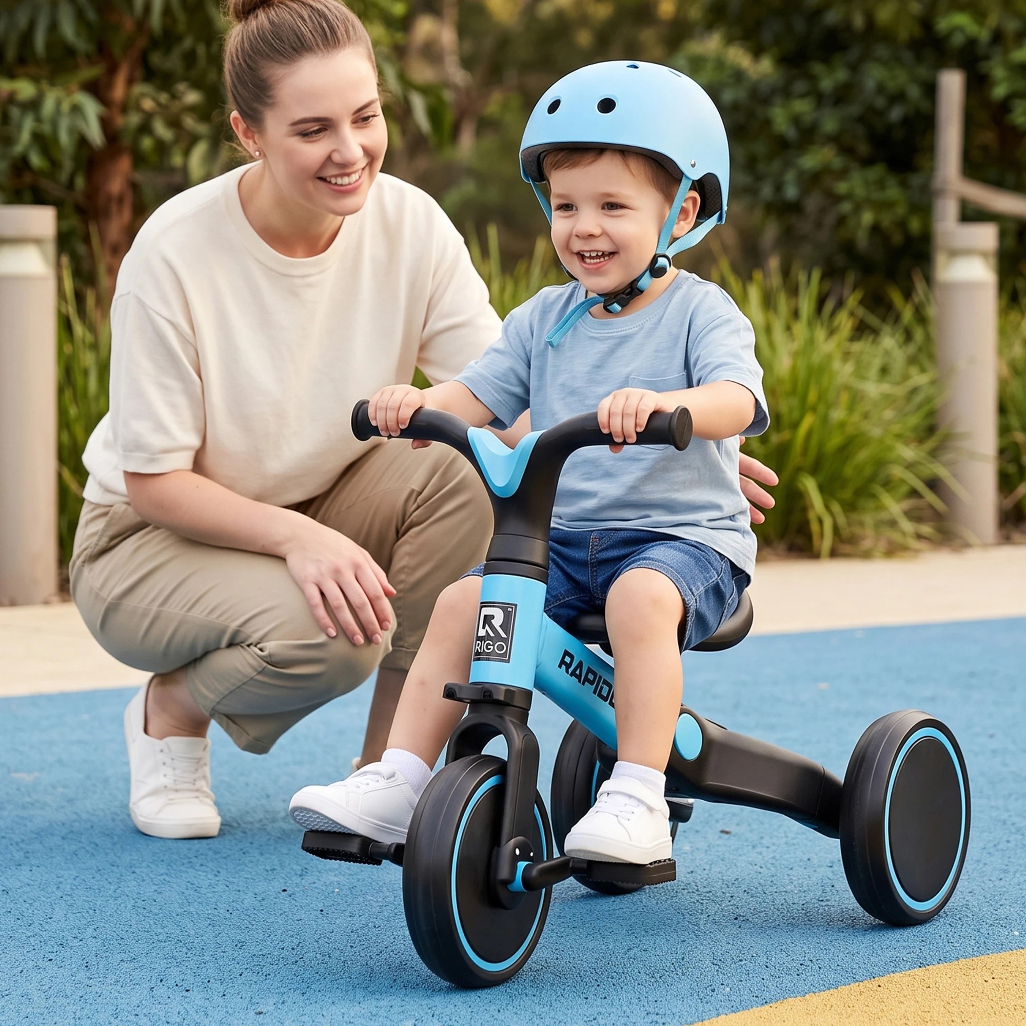 2 RIGO Tricycle Bike, Kids Bike with 3 wheels, Carbon Steel 70cm - Blue, 2 of 8