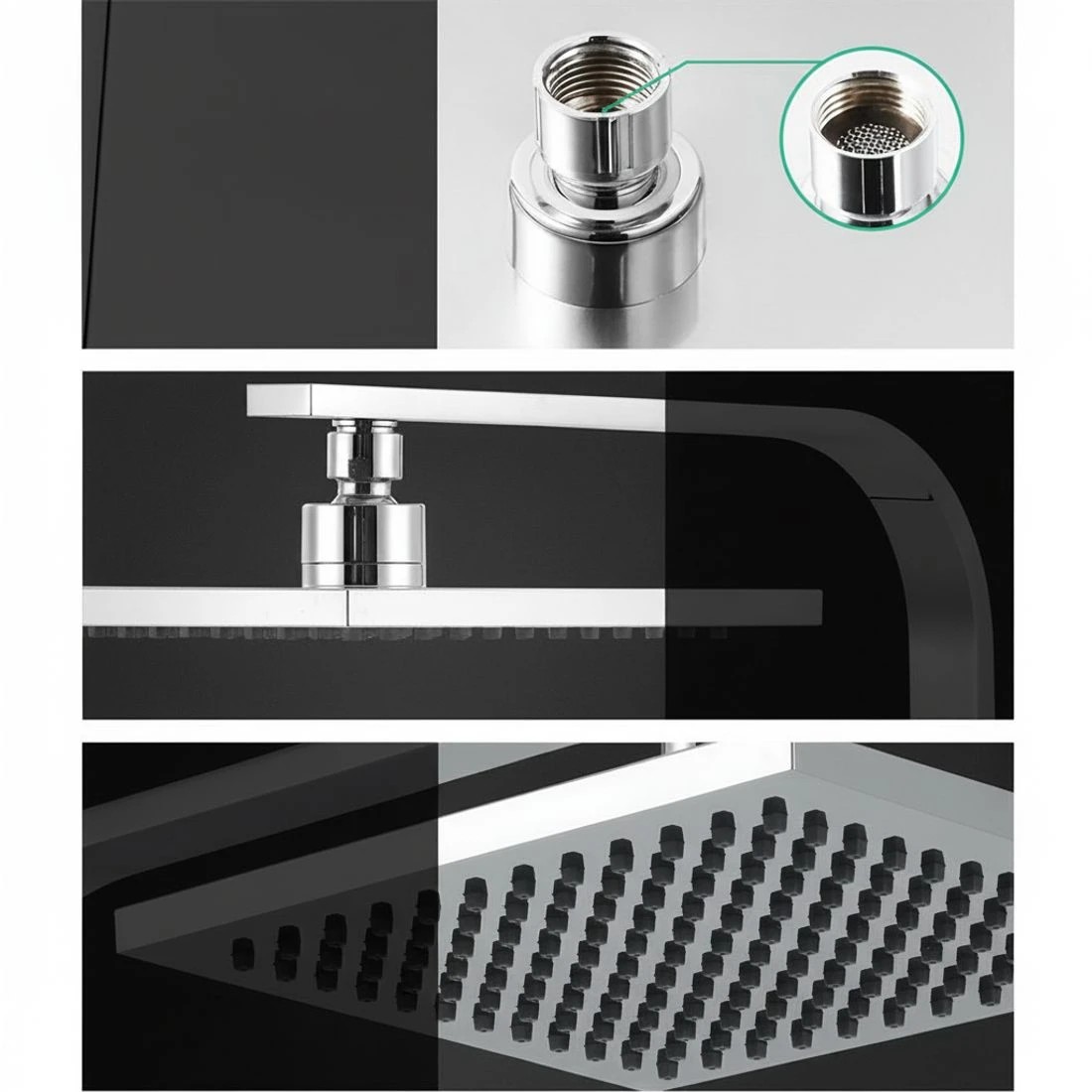 2 Cefito 8'' Rain Shower Head Wall Arm Square High Pressure Twins Tap - Silver, 2 of 5