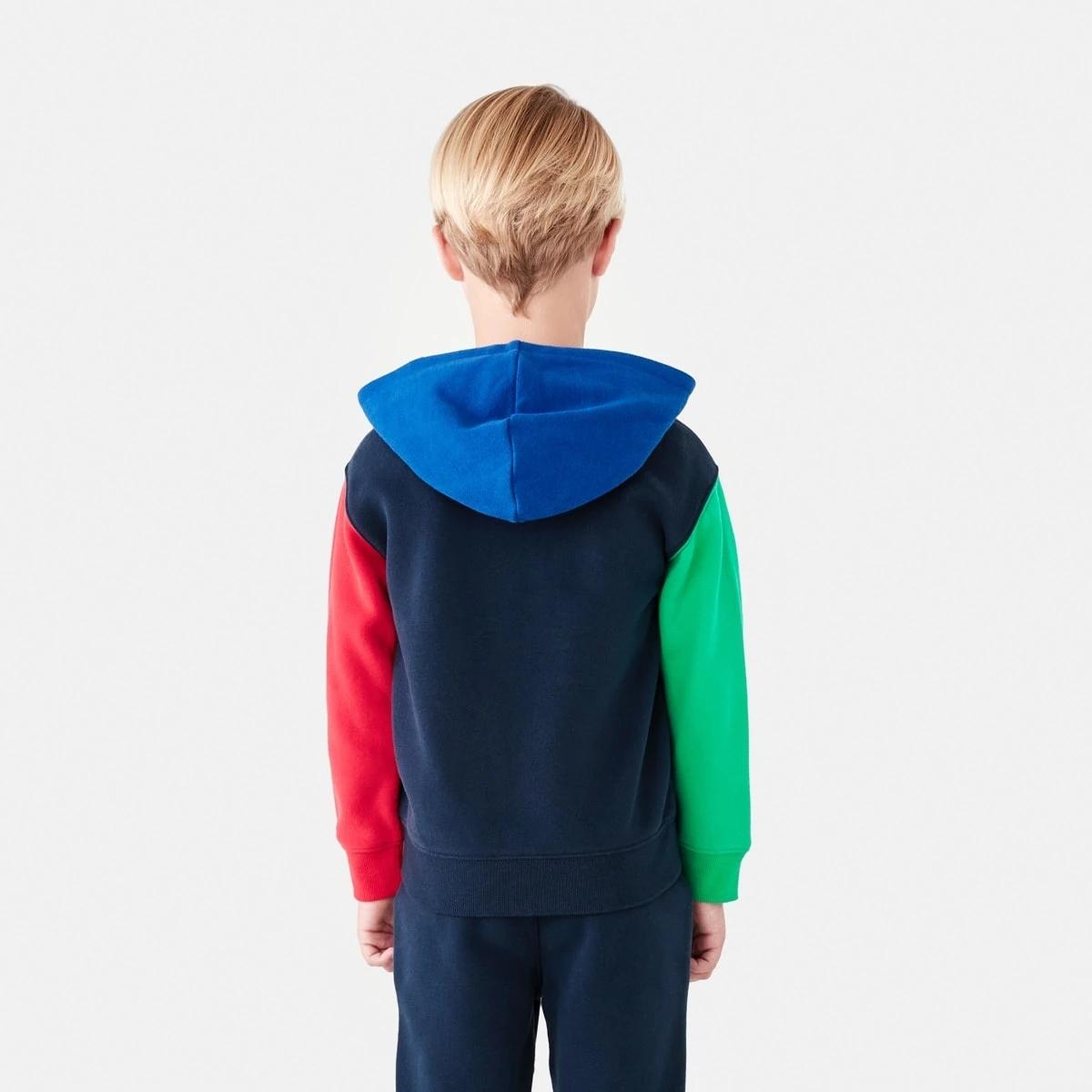 3 Colour Block Zip Front Hoodie Dress Navy, 3 of 10