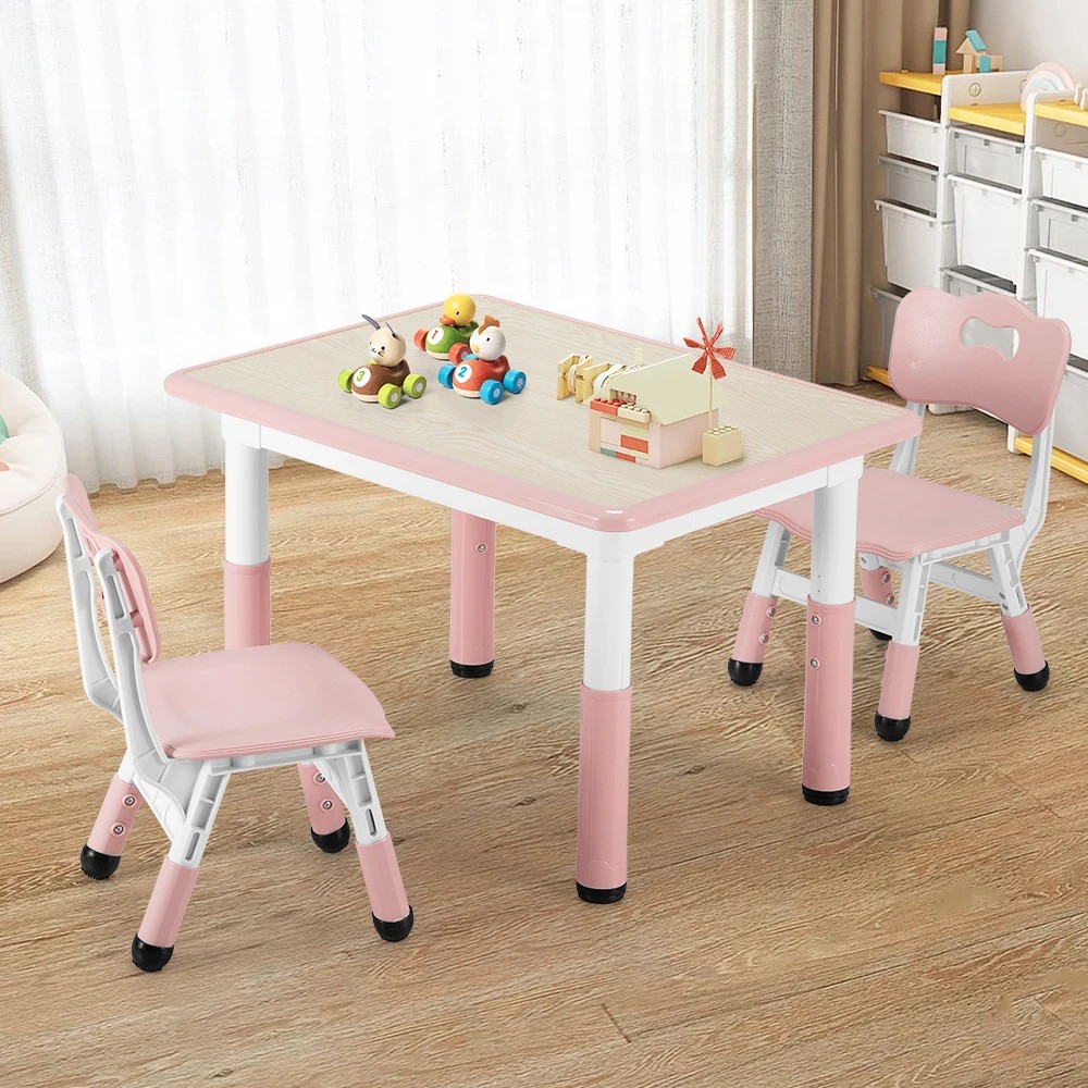 3 PlayPals Kids Table Chairs Set with Graffiti Desktop Height Adjustable - Pink, 3 of 4