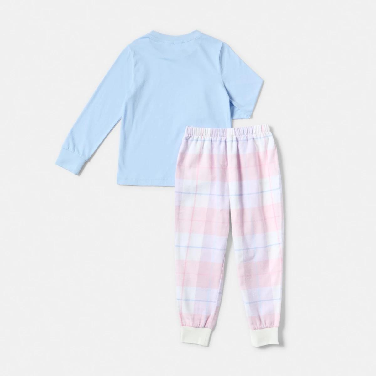 7 Knit Flannelette Pyjama Set Blu Slogan, 7 of 9