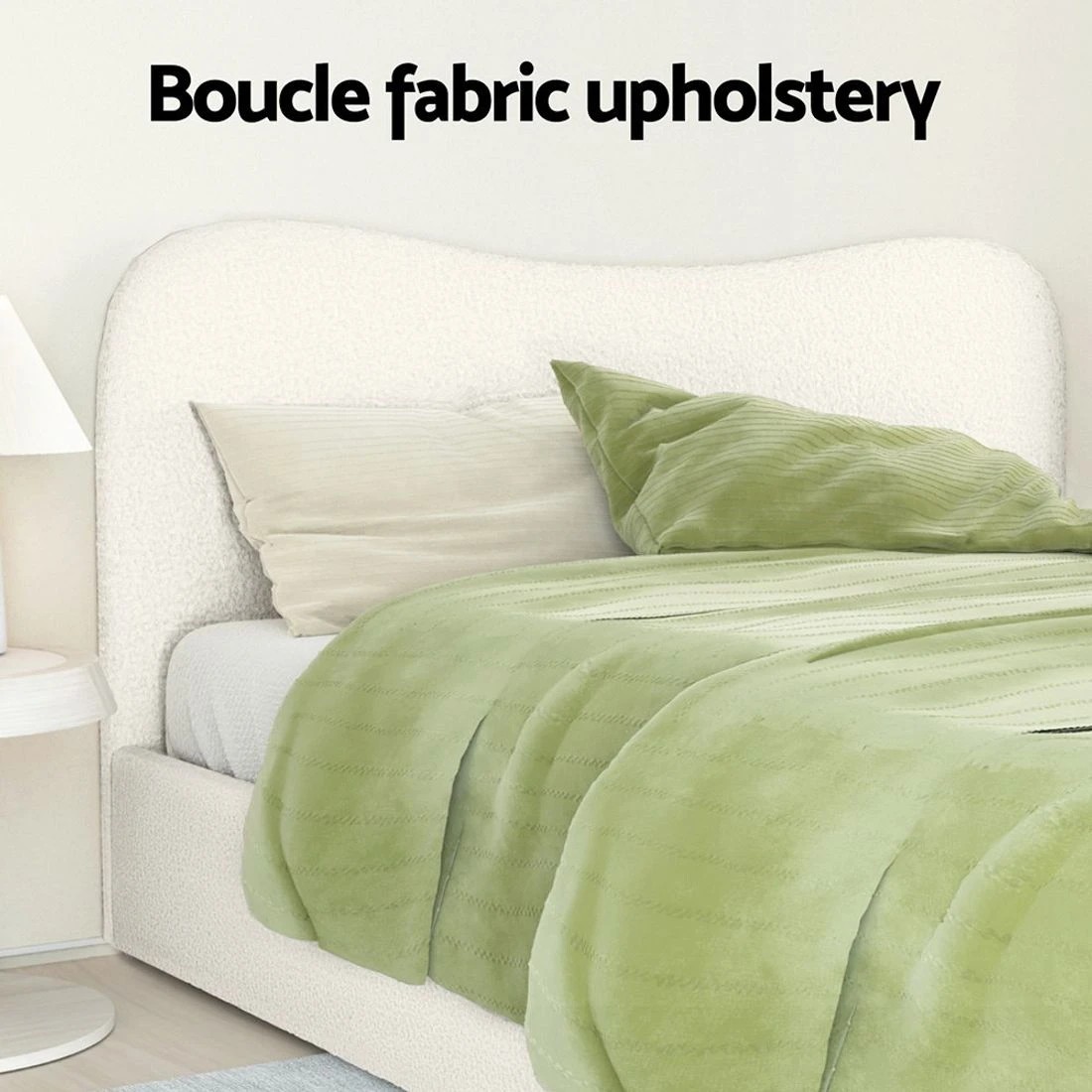 4 Artiss Bed Frame Queen Size Boucle DARA - White, 4 of 4