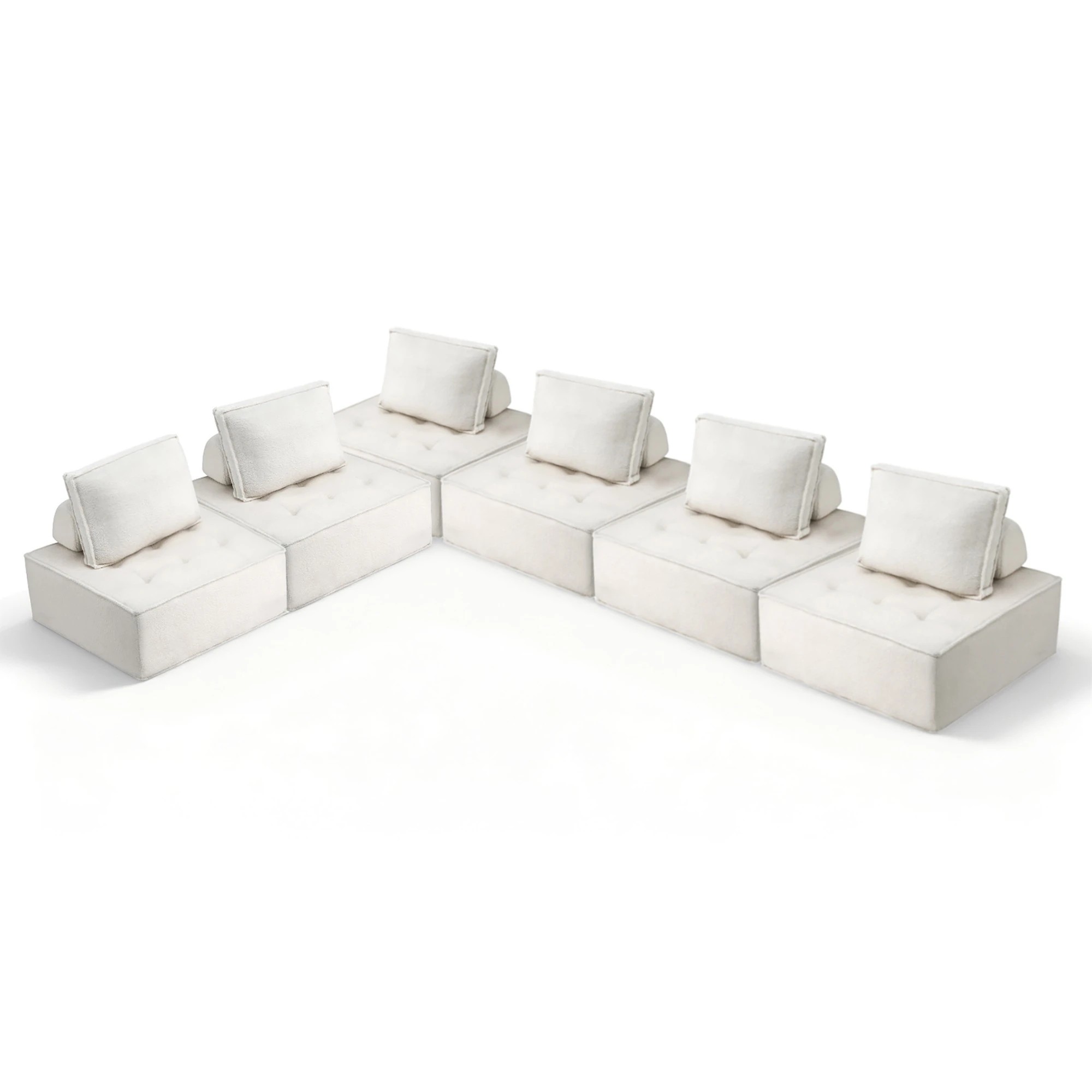 1 Artiss Floor Sofa Lounge Chair 6 Seater with Pillow - White, 1 of 8
