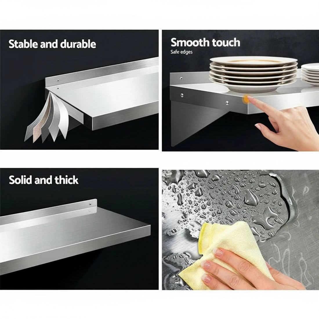 3 Cefito 1200mm Stainless Steel Kitchen Wall Shelf Mounted Rack - Silver, 3 of 5