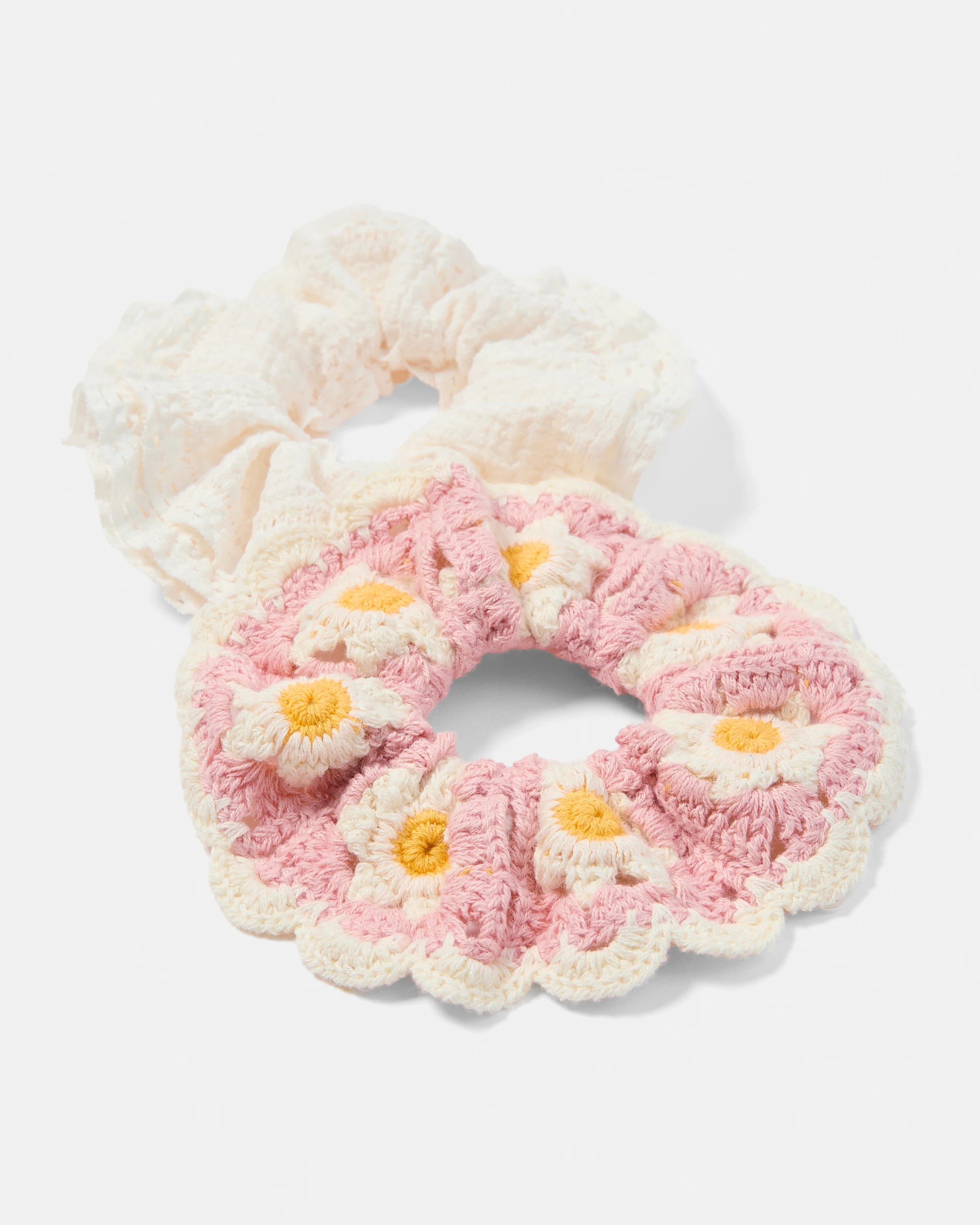 2 2 Pack Crochet Scrunchies - White and Pink, 2 of 4
