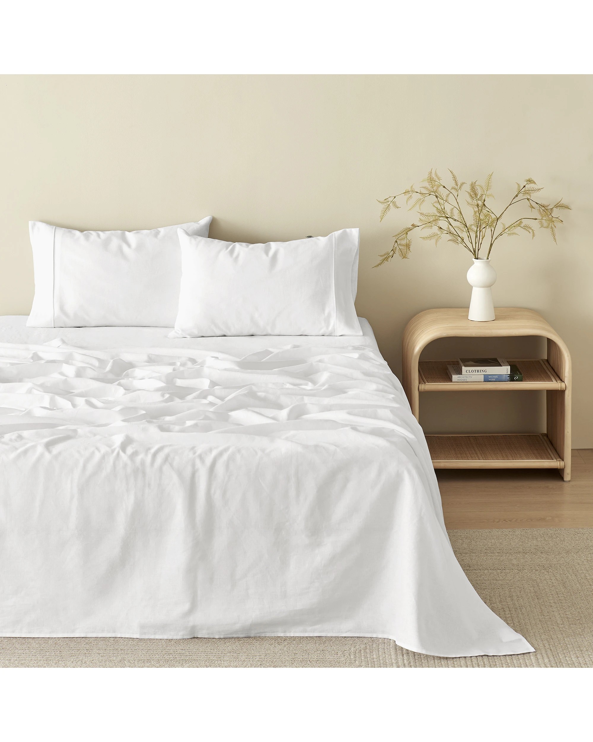 1 Natural Home 100% European Flax Linen Sheet Set - Super King Bed - White, 1 of 6