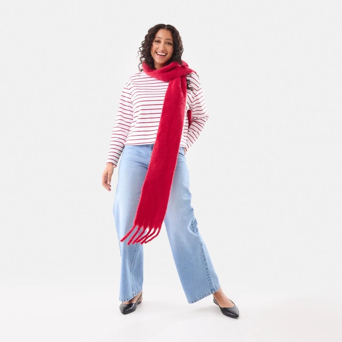 9 Long Sleeve Drop Shoulder T-shirt Red Strp, 9 of 10