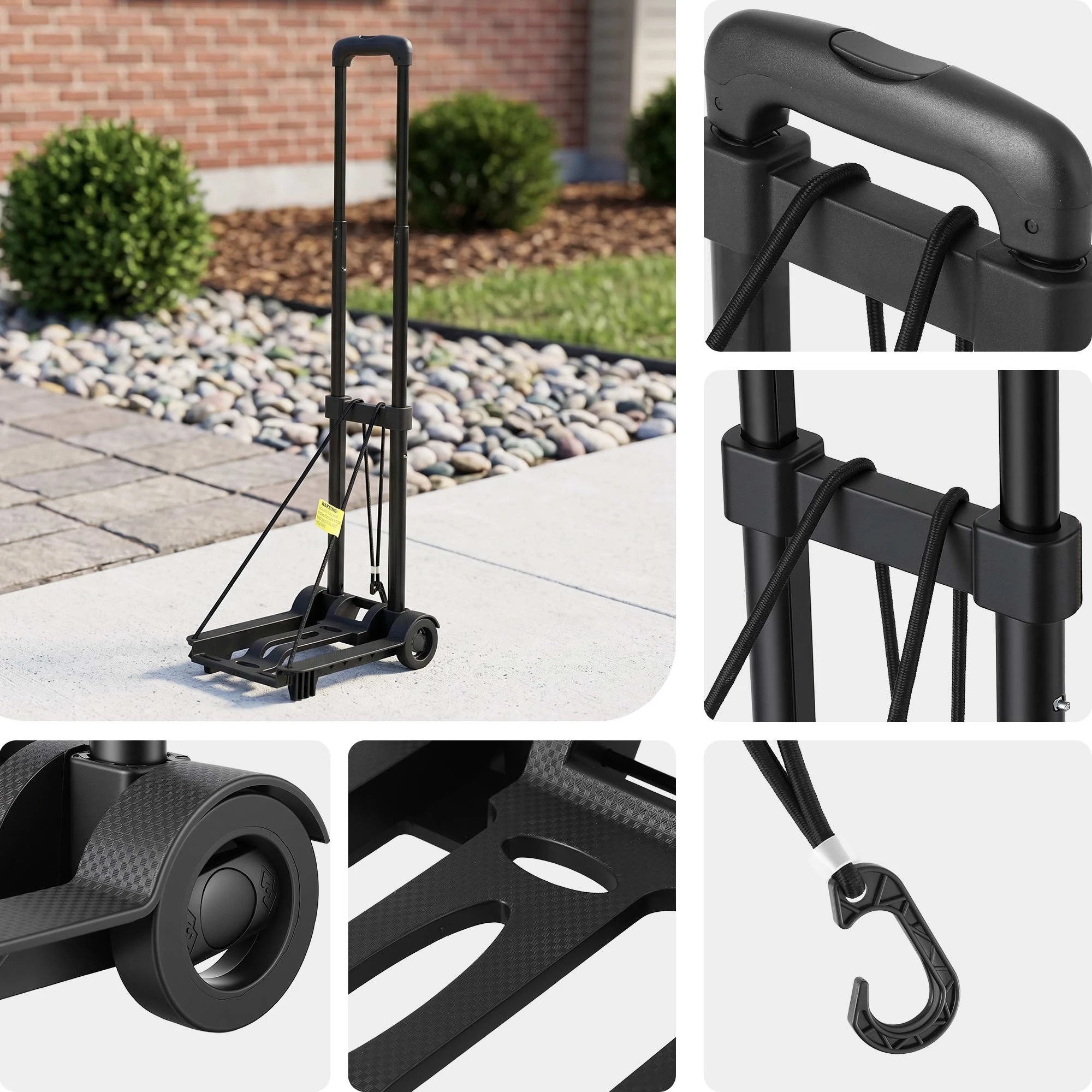 7 Giantz Folding Trolley Portable Hand Truck Lightweight Travel Luggage - Black, 7 of 8