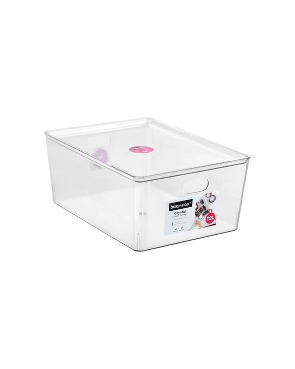 Boxsweden Crystal Tidy Box Container With Lid 12L 35cm - Clear