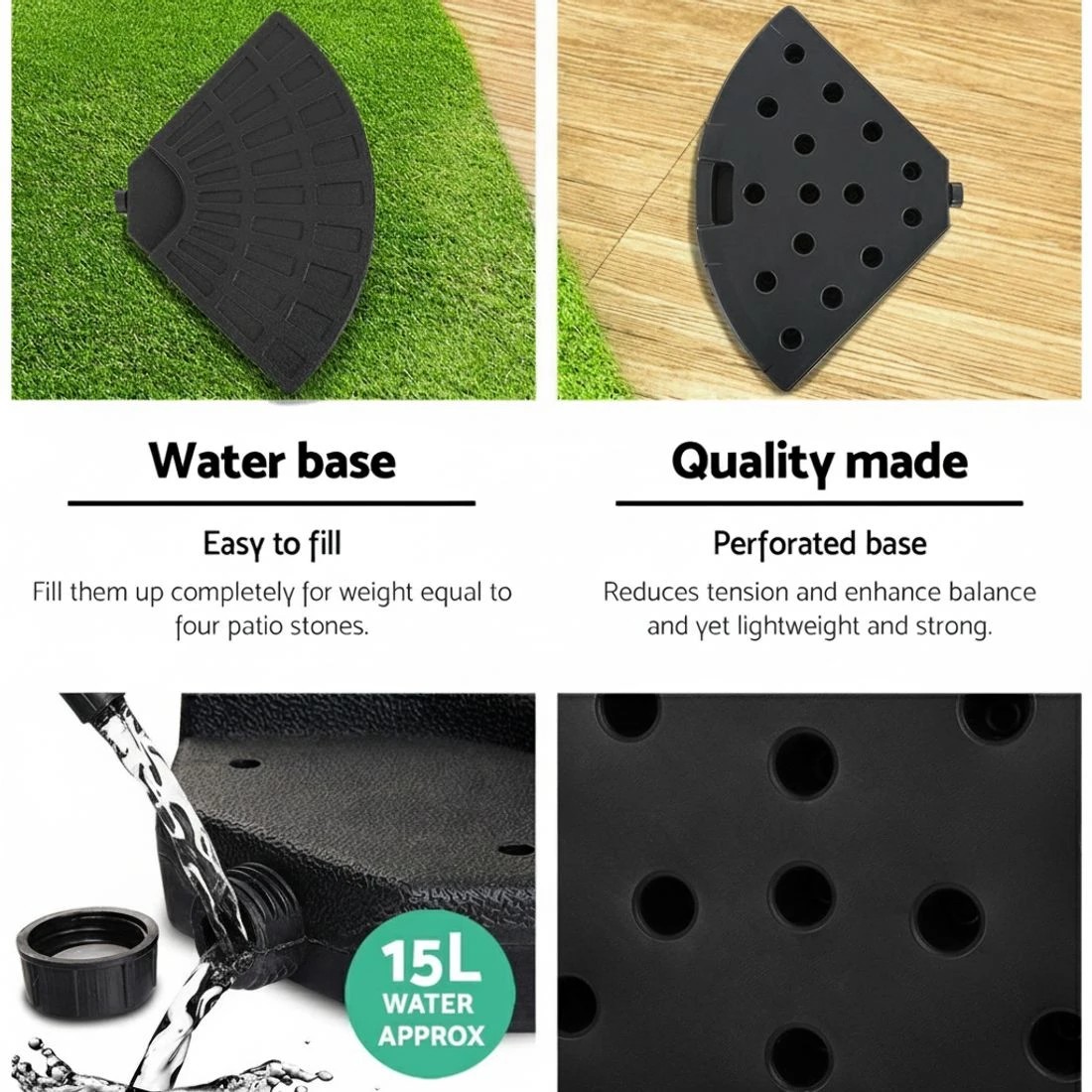 7 Instahut 3m Outdoor Umbrella w/Base Cantilever Beach Garden Patio - Black, 7 of 8