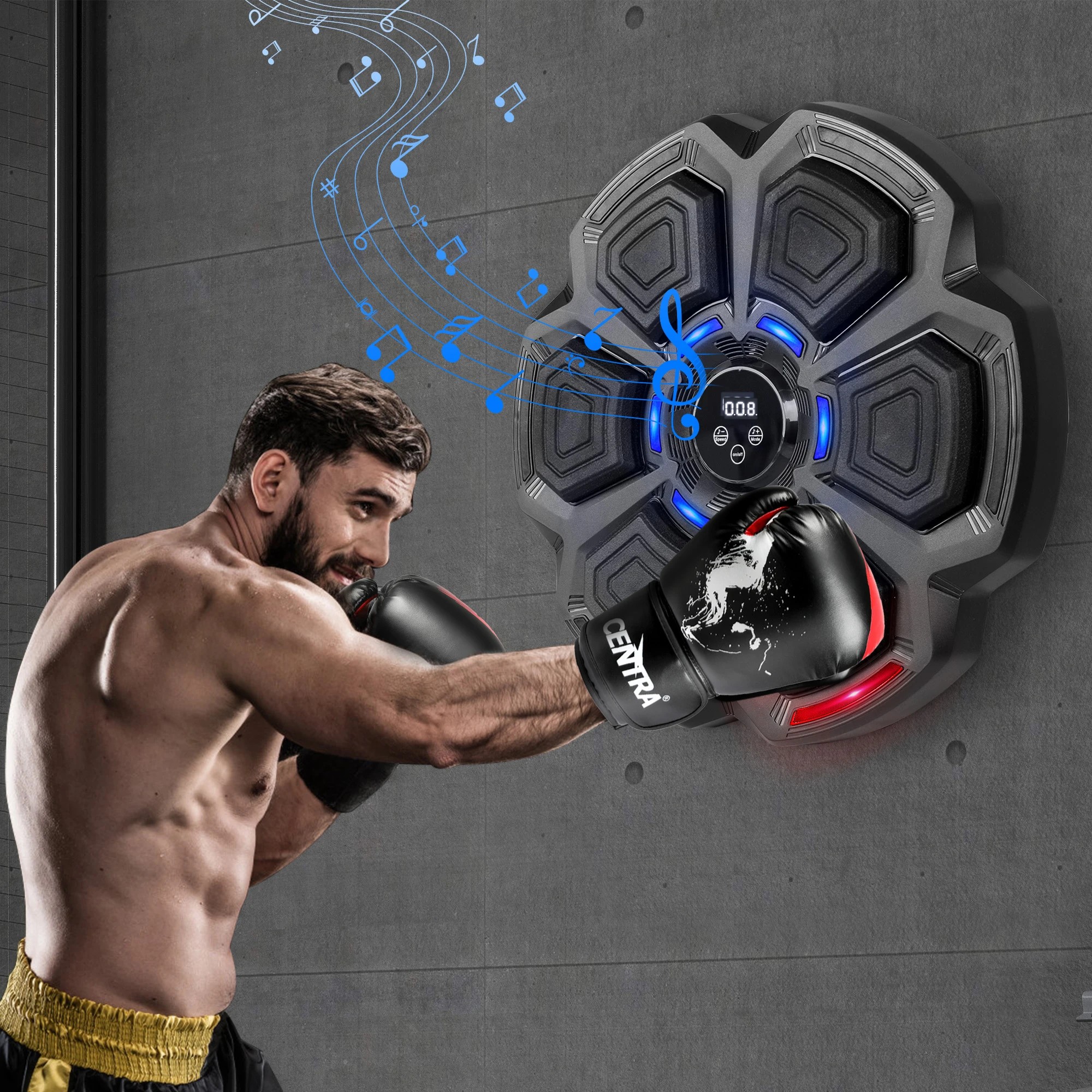 8 Centra Smart Boxing Target And Large Boxing Gloves - Black, 8 of 9