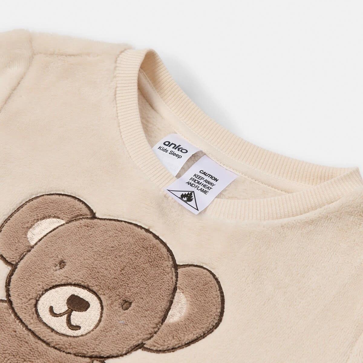 7 Family Matching Fluffy Pyjama Set Beige Bear, 7 of 8