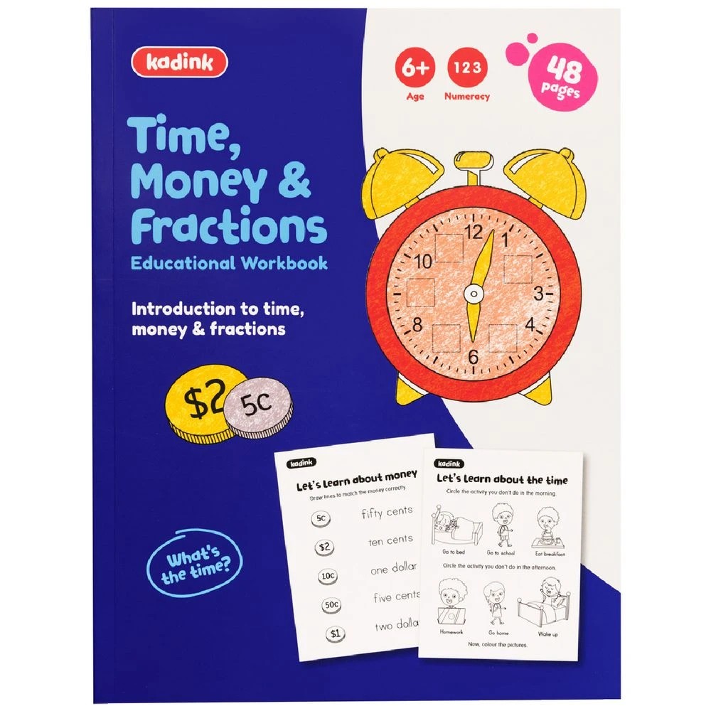 1 Kadink Workbook 48 Pages Time, Money & Fractions, 1 of 5