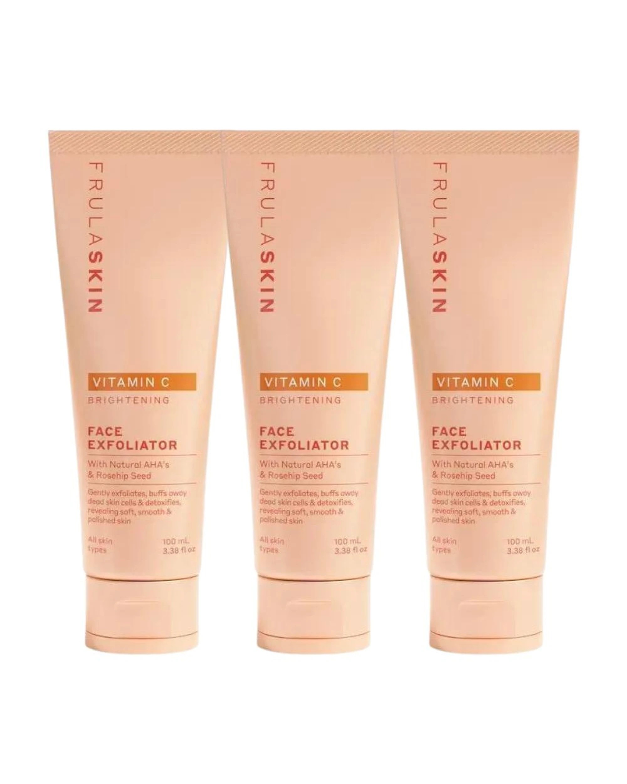 1 3 x Frula Skin Vitamin C Brightening Face Exfoliator with AHAs & Jojoba Oil 100mL, 1 of 7