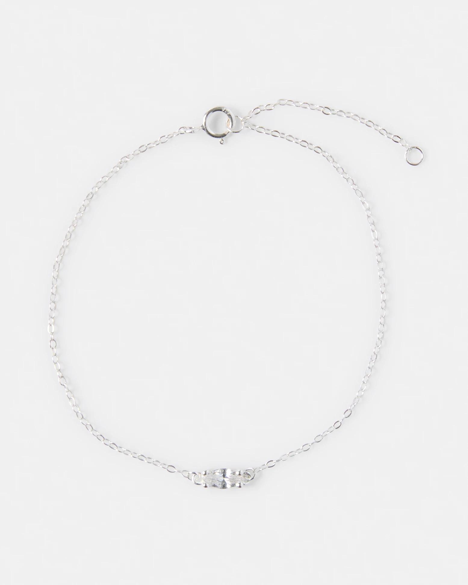 1 Cubic Zirconia Sterling Silver 925 Stone Bracelet Silver, 1 of 4