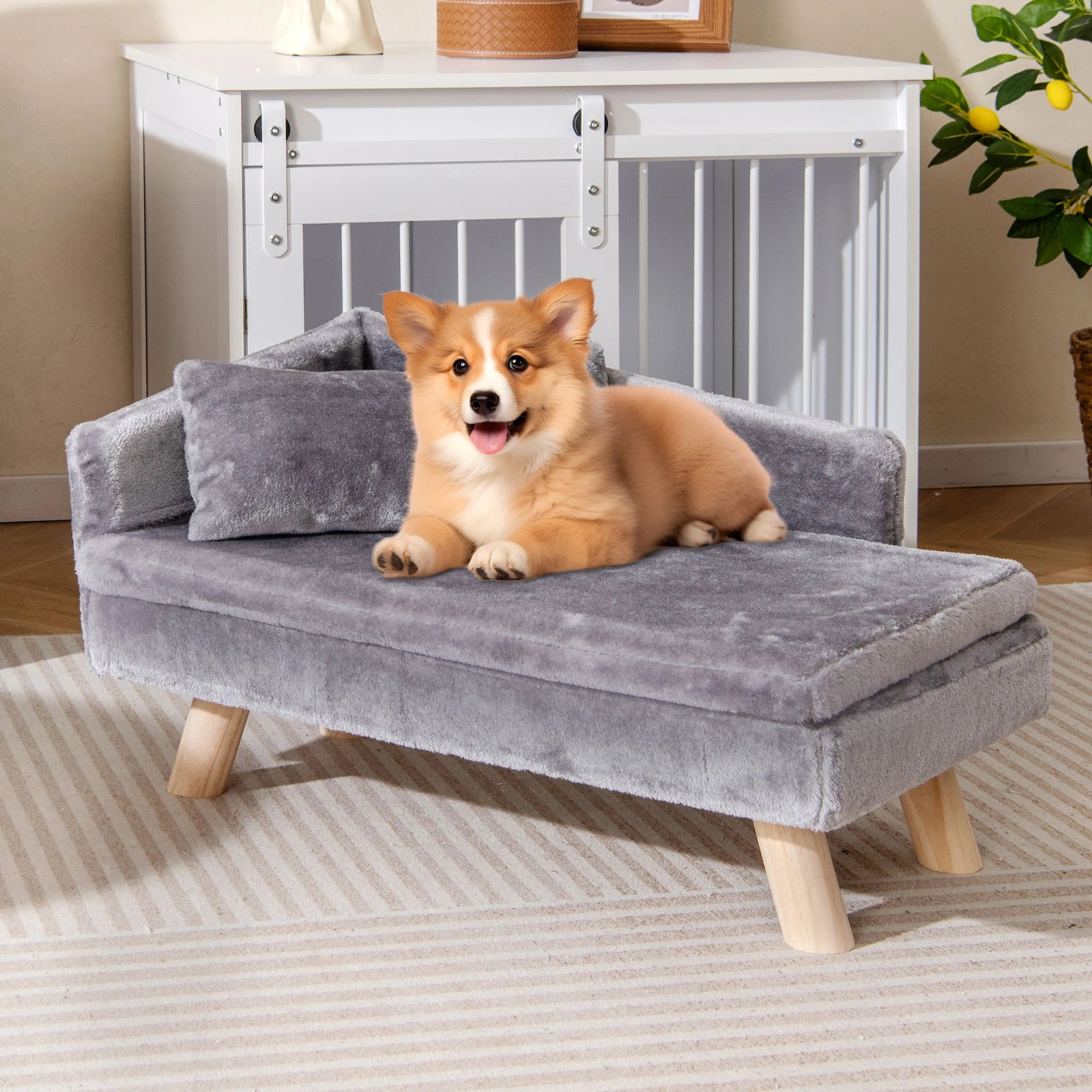 5 Costway 71cm Dog Bed Sofa Elevated Pet Lounge Couch Cat Sleep - Grey, 5 of 6