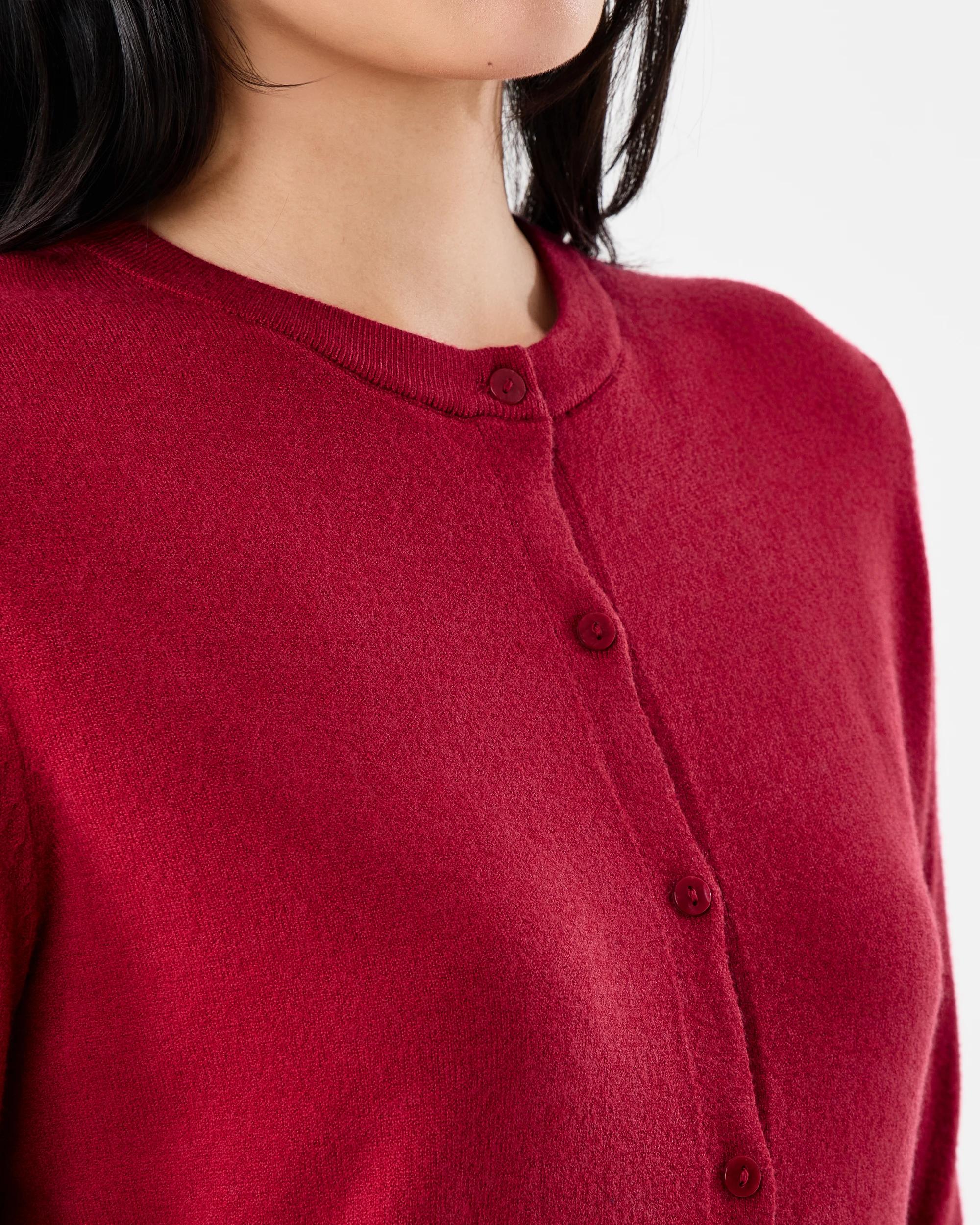 6 Lightweight Crew Neck Cardigan Spice Red, 6 of 6