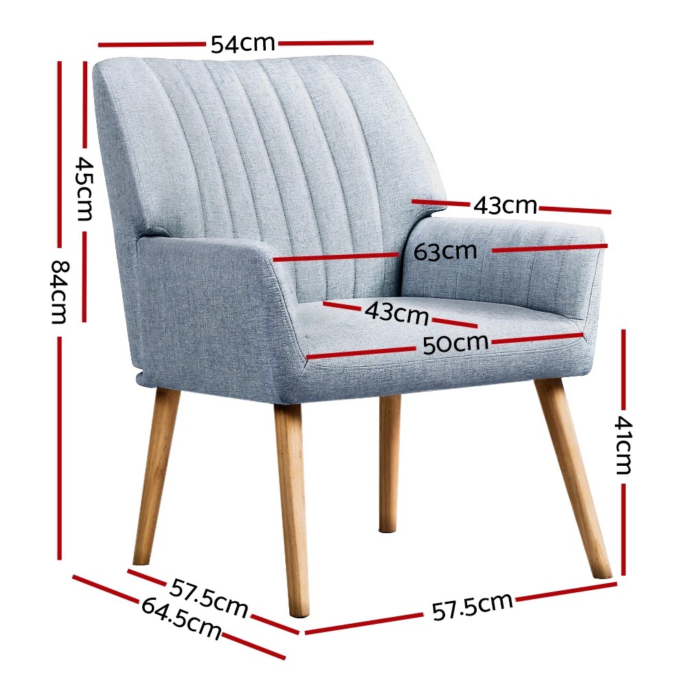 2 Artiss 2X Armchair Fabric Blue - Multi, 2 of 6
