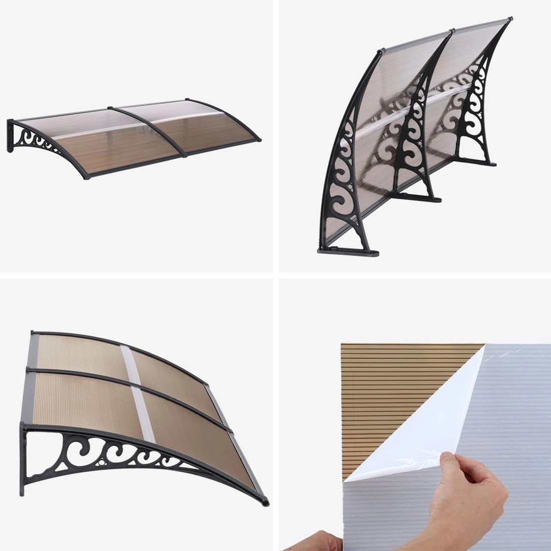 9 Instahut Window Door Awning 0.8mx2m - Brown, 9 of 9