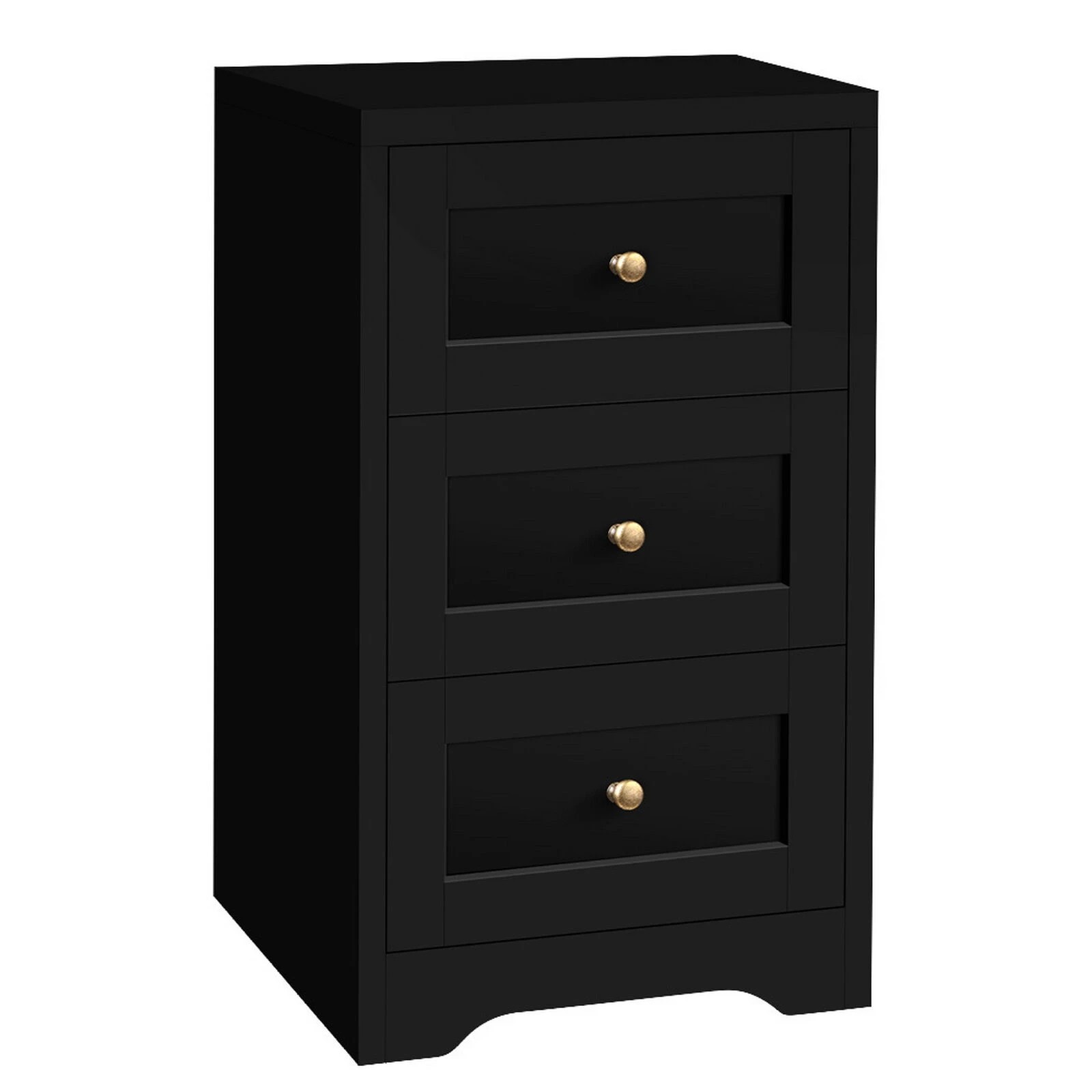1 Alfordson Bedside Table Hamptons Storage Nightstand Side End Cabinet - Black, 1 of 10