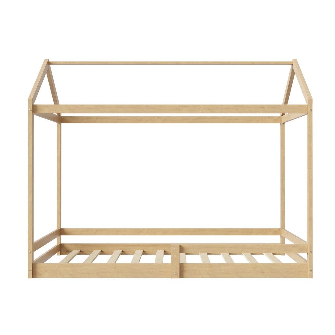 7 Oikiture Double Kids Wooden Bed Frame Timber House Beds Base With Fence
 - Natural, 7 of 10