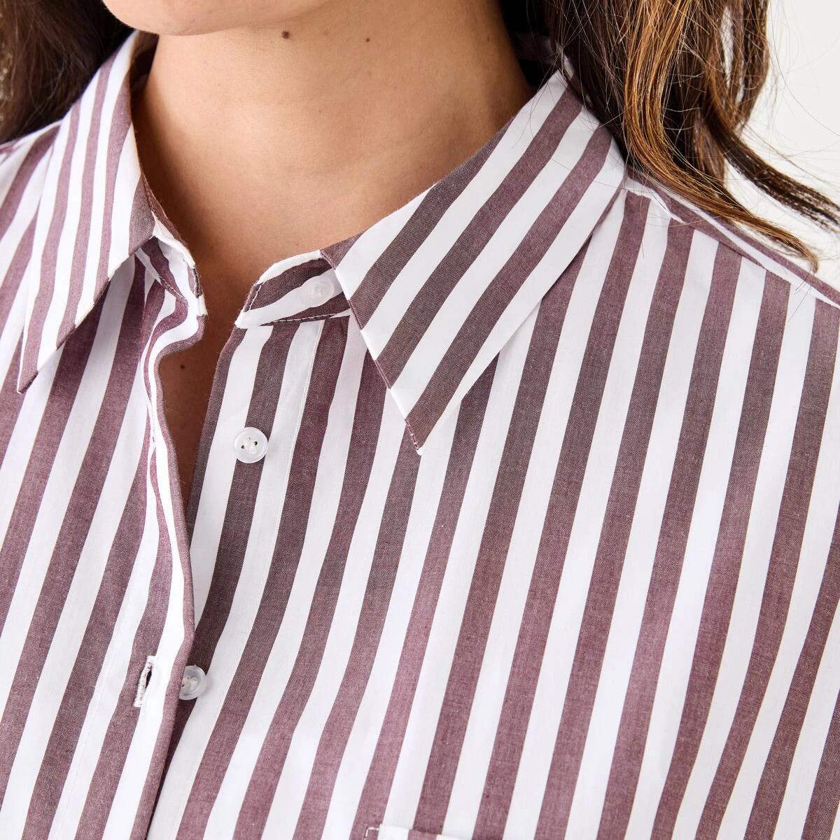 6 Long Sleeve Oversized Cotton Shirt Deep Strpe, 6 of 8