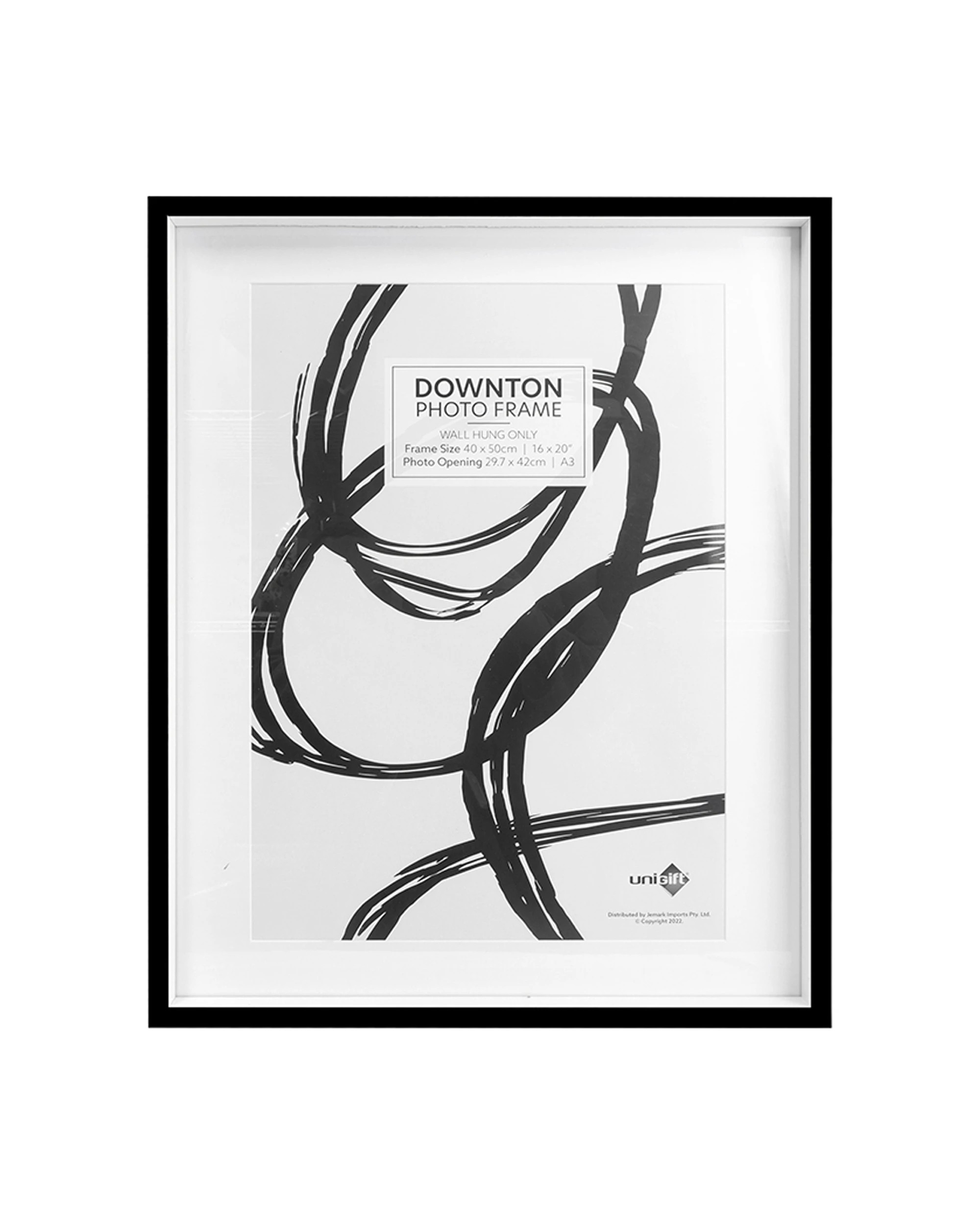 1 Unigift Downton MDF Glass Matt Picture Frame 40x50cm - Black, 1 of 1