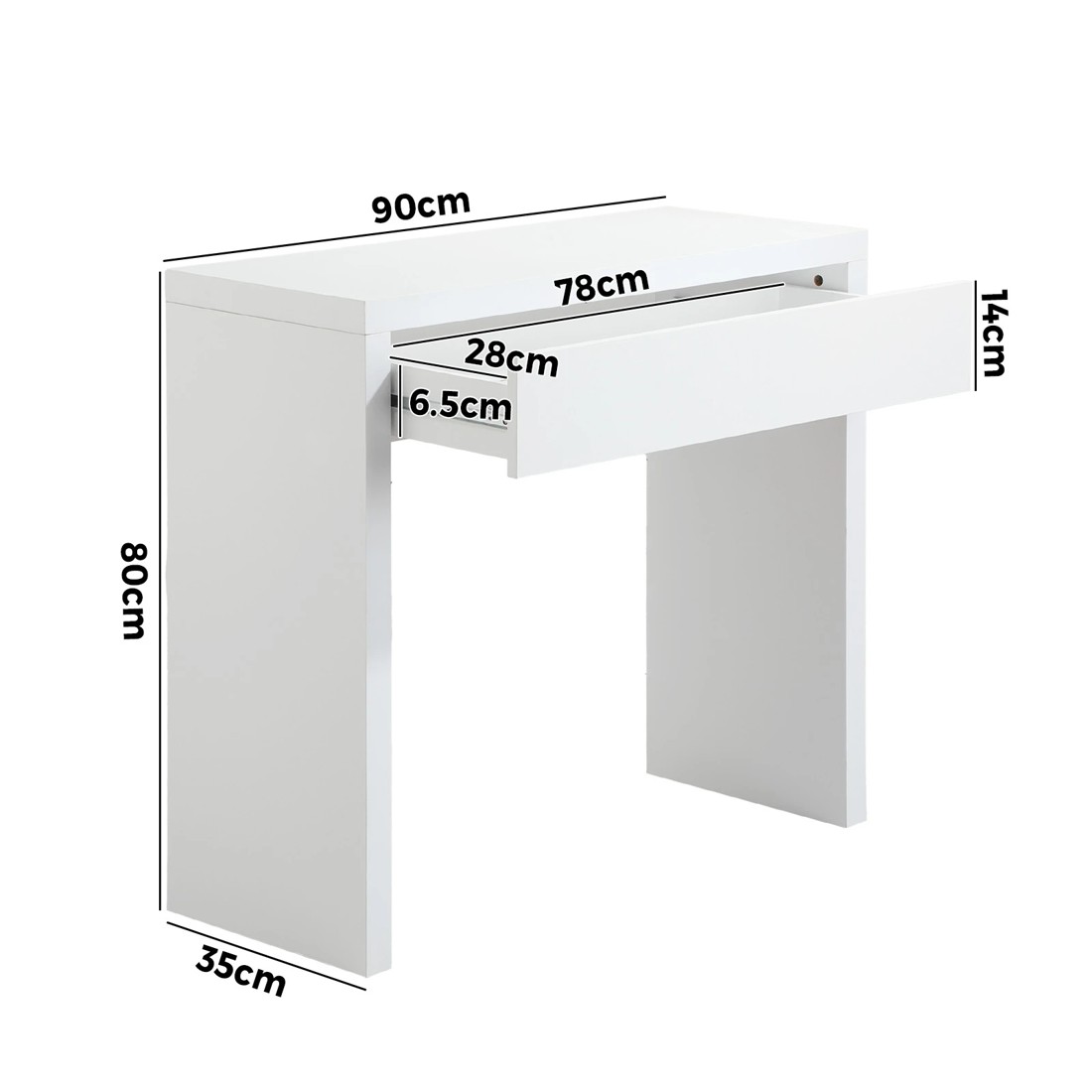 3 Oikiture Console Table Wood Sofa Table Hall Side Entry With Drawer
 - White, 3 of 10