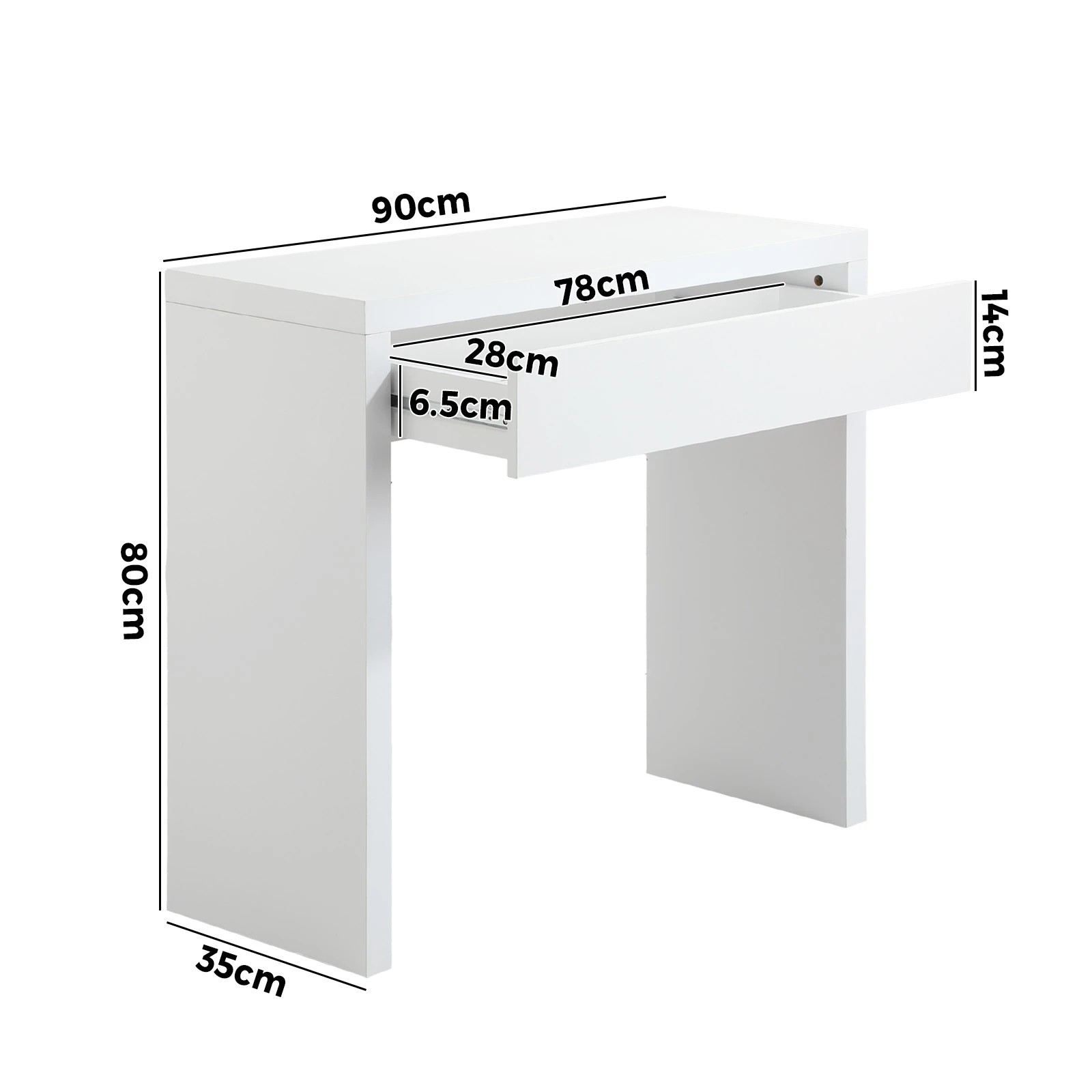 3 Oikiture Console Table Wood Sofa Table Hall Side Entry With Drawer
 - White, 3 of 10