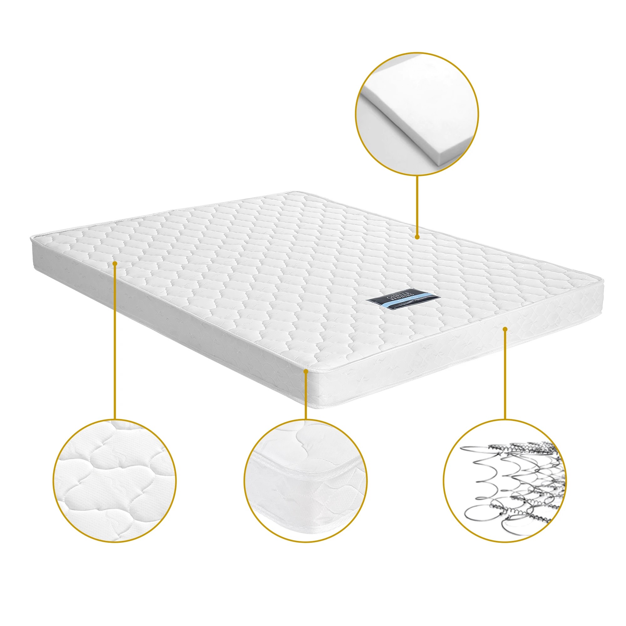 5 Giselle Double Mattress with Artiss Wooden Bed Frame Set Solid Pine Base - Double Bed - White, 5 of 9