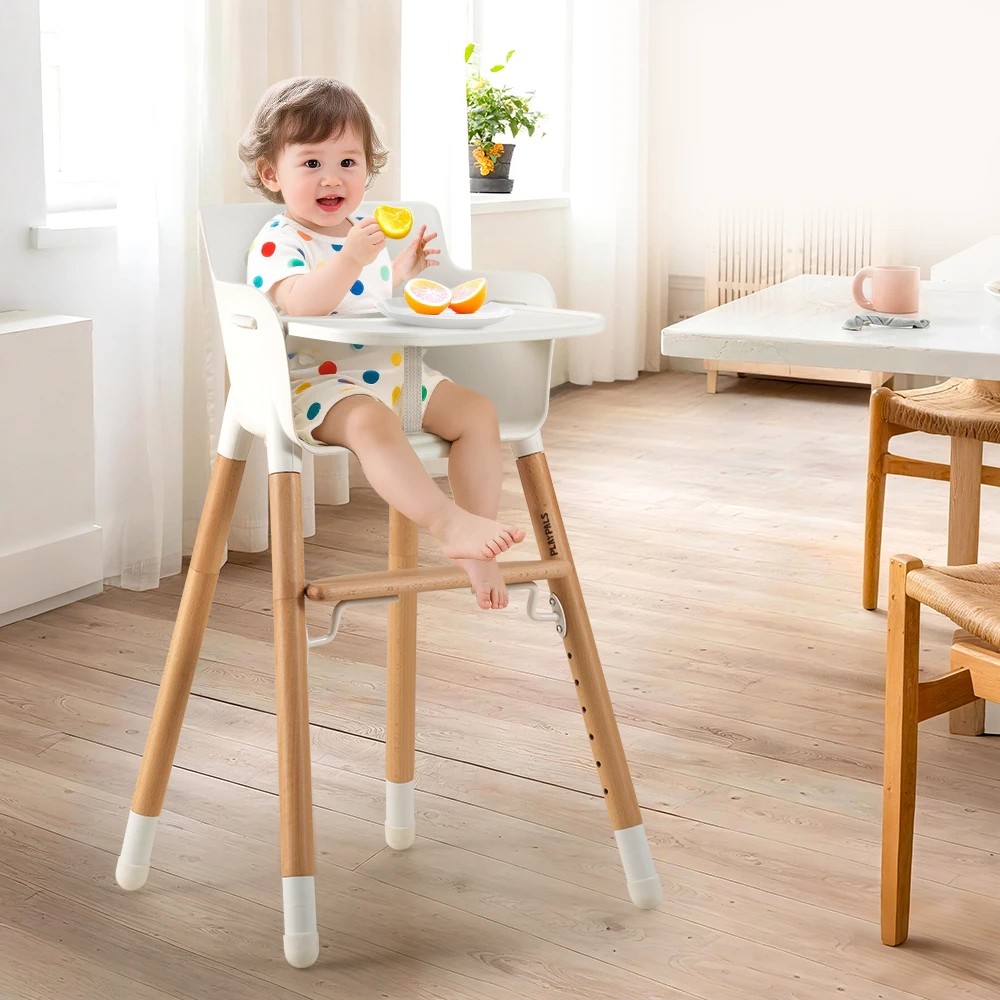 3 PlayPals Baby High Chair Feeding Seat 2 Height Modes Adjustable Footrest - White, 3 of 3