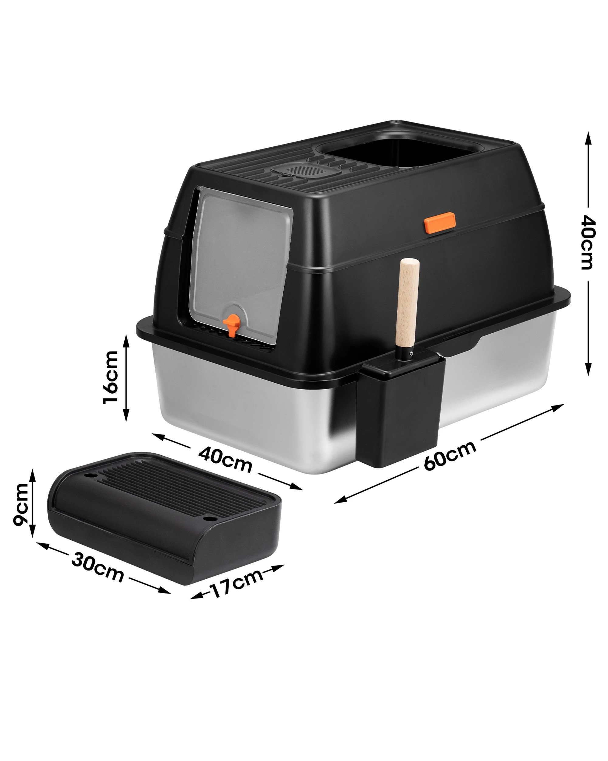 10 Petzly Stainless Steel Enclosed Extra Large Cat Litter Box Non Stick Leak-Proof, 10 of 10