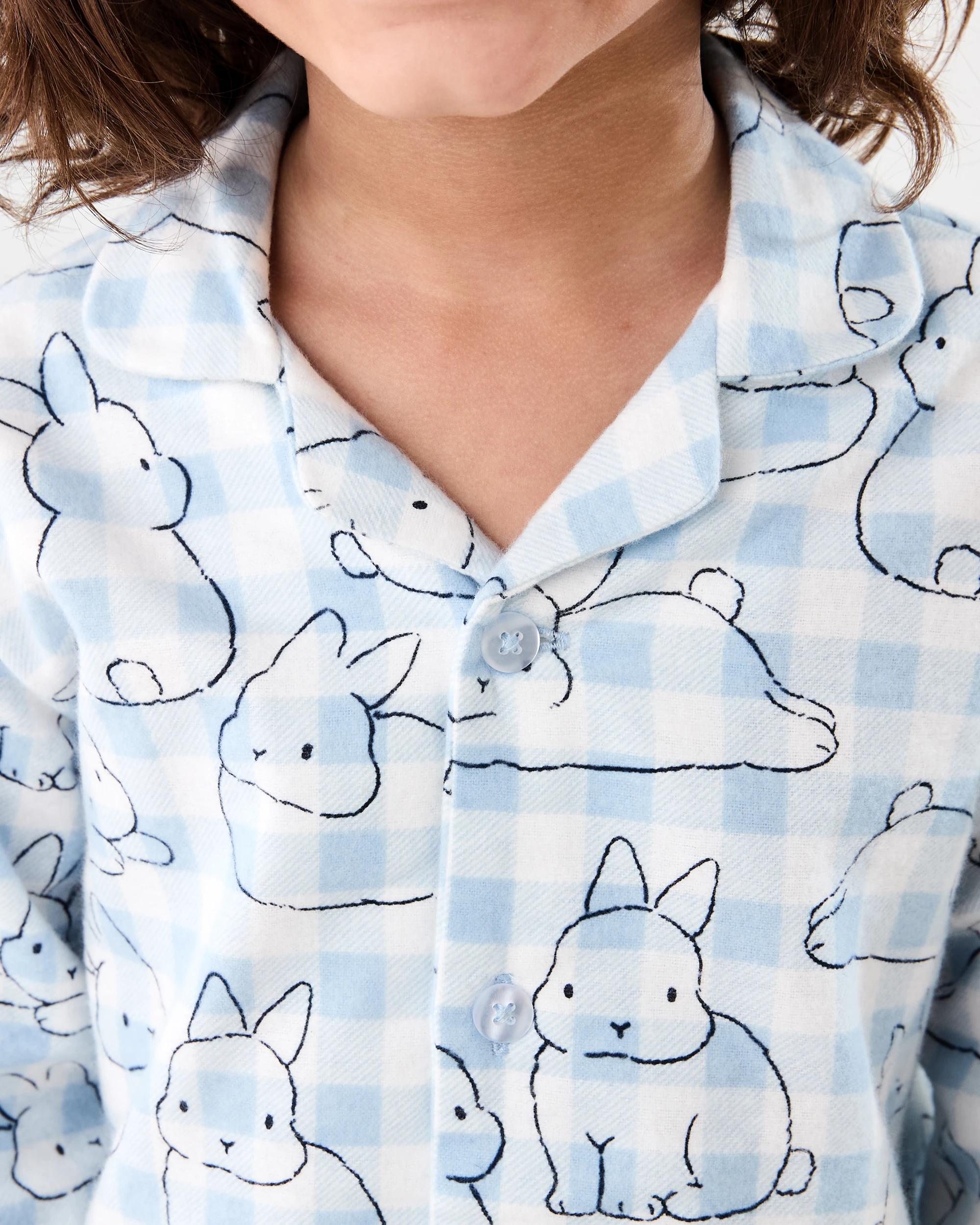3 Flannel Pyjama Set Blu Buny, 3 of 8