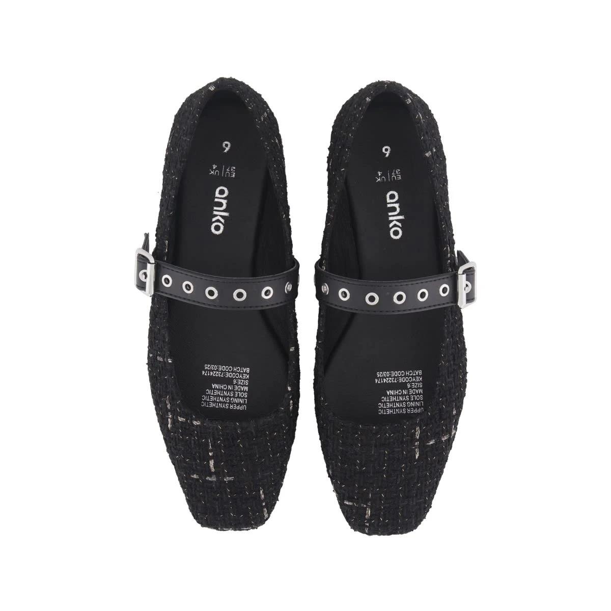 2 Eyelet Strap Ballet Flats Black, 2 of 3