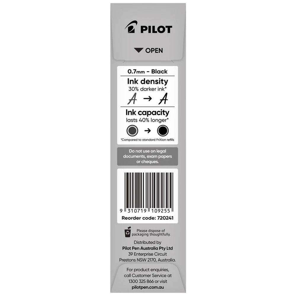 2 PILOT FriXion Advanced Erasable Gel Refill 0.7mm Black 2 Pack, 2 of 3