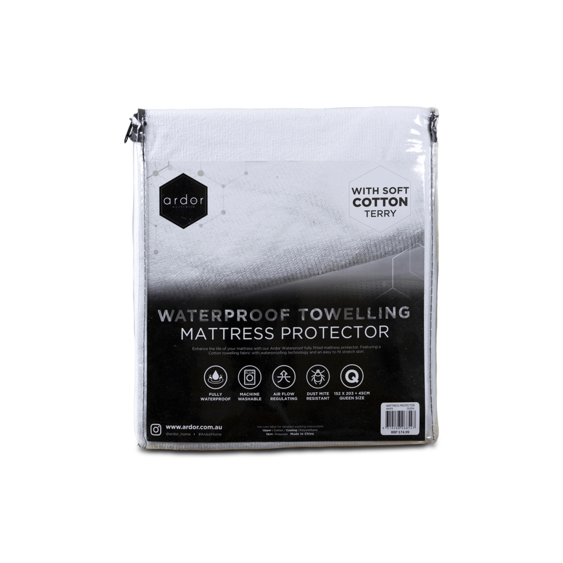 3 Ardor Mattress Protector - Waterproof - Breathable Cotton - Double Bed, 3 of 3