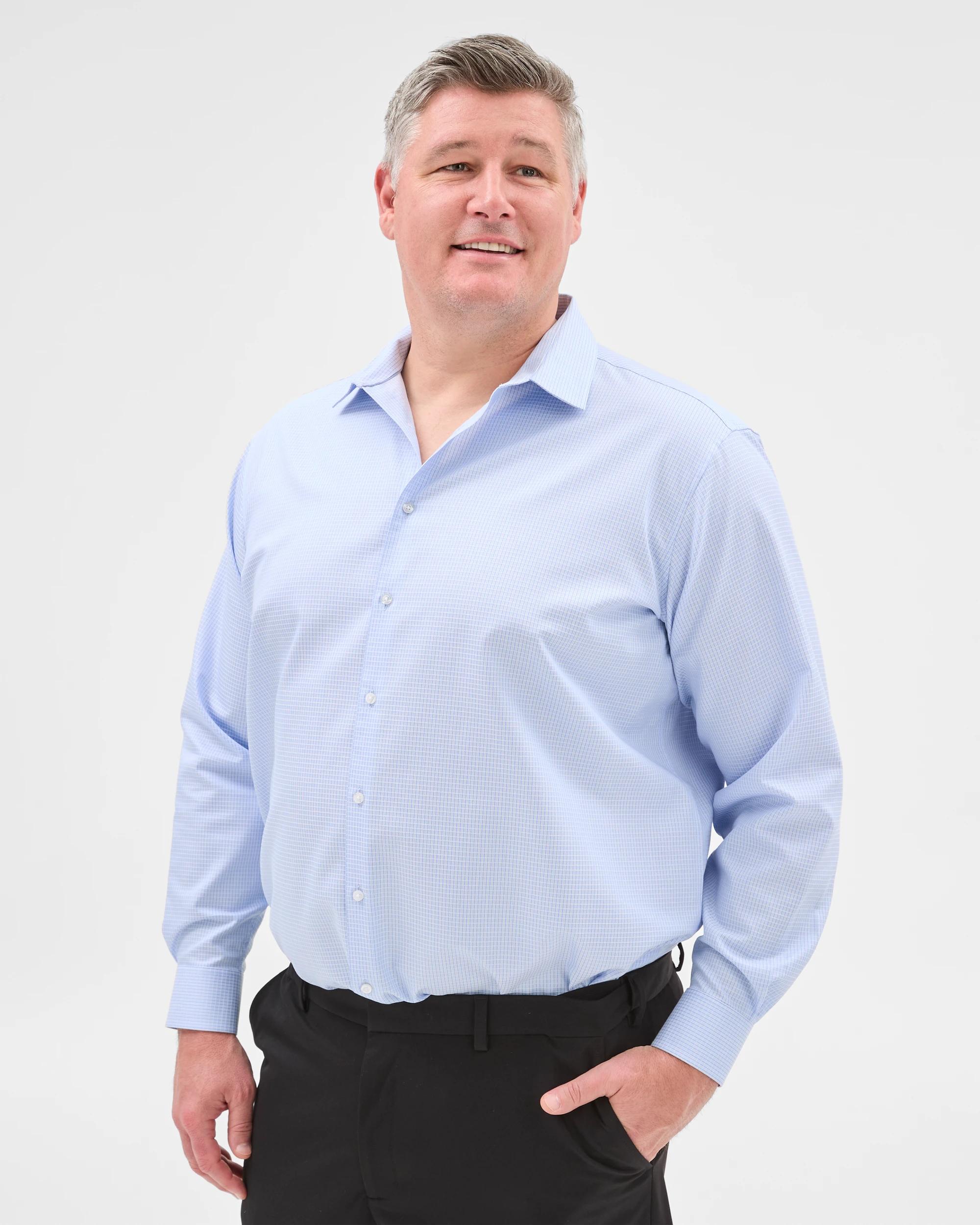 3 Target Man Plus Plus Size Australian Cotton Business Shirt BLUE CHECK, 3 of 6