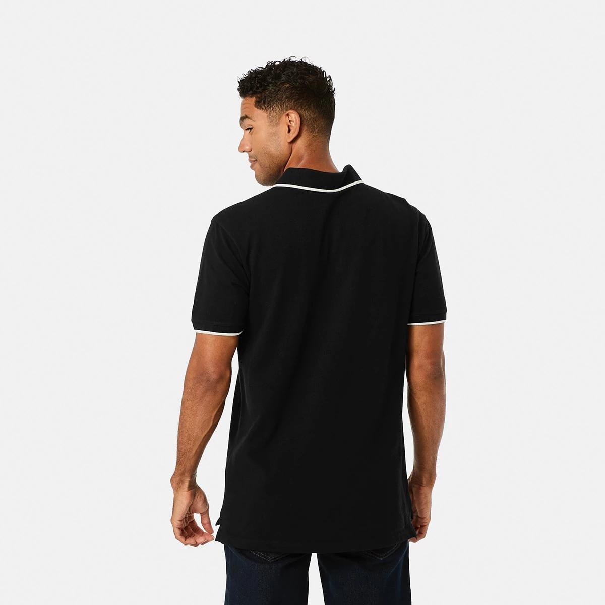 3 Tipped Pique Polo Black, 3 of 7